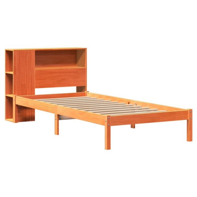 vidaXL Bett Massivholzbett mit Regal ohne Matratze Wachsbraun 75x190 cm günstig online kaufen