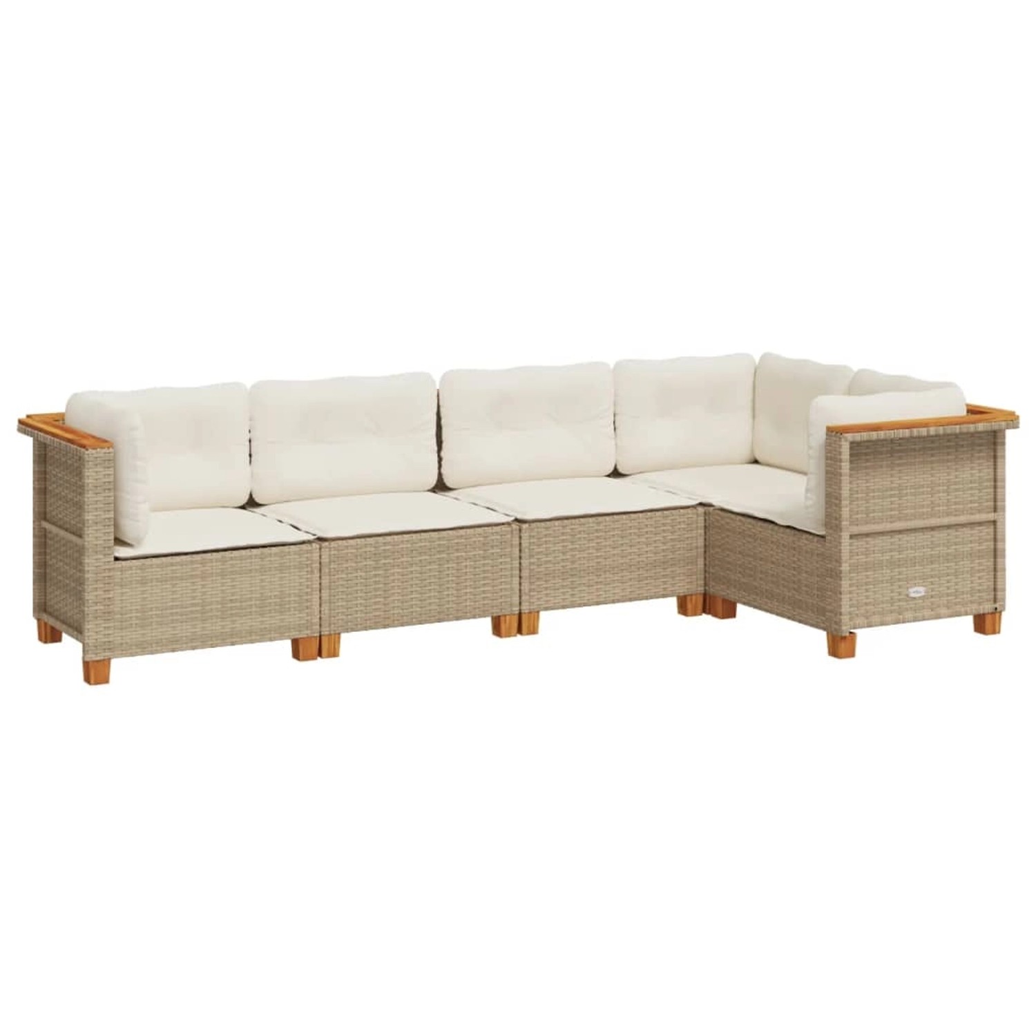 vidaXL 5-Tlg Garten-Sofagarnitur mit Kissen Beige Poly Rattan 3261811 günstig online kaufen