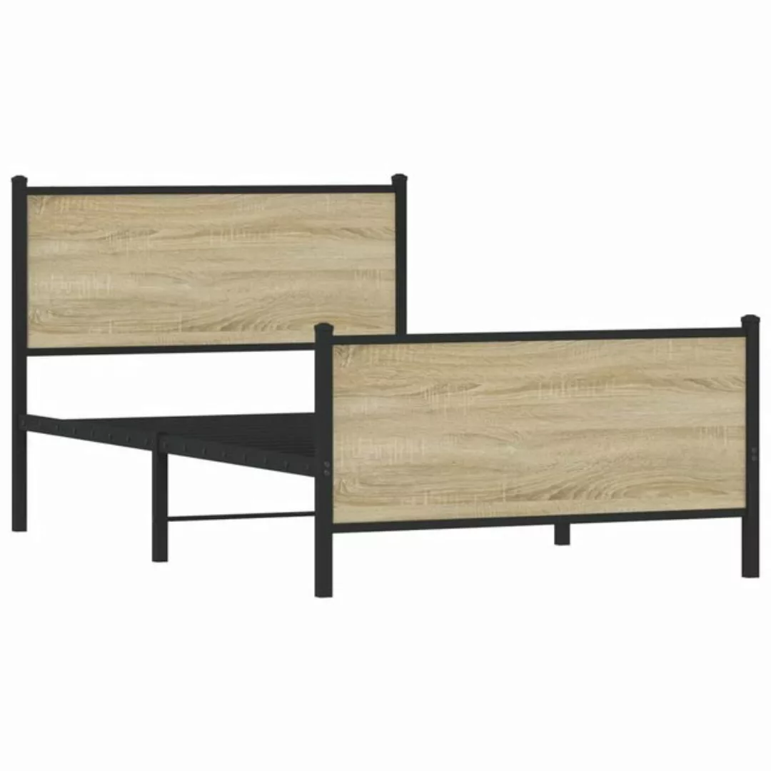 vidaXL Bett Metallbett ohne Matratze Sonoma-Eiche 107x203 cm günstig online kaufen