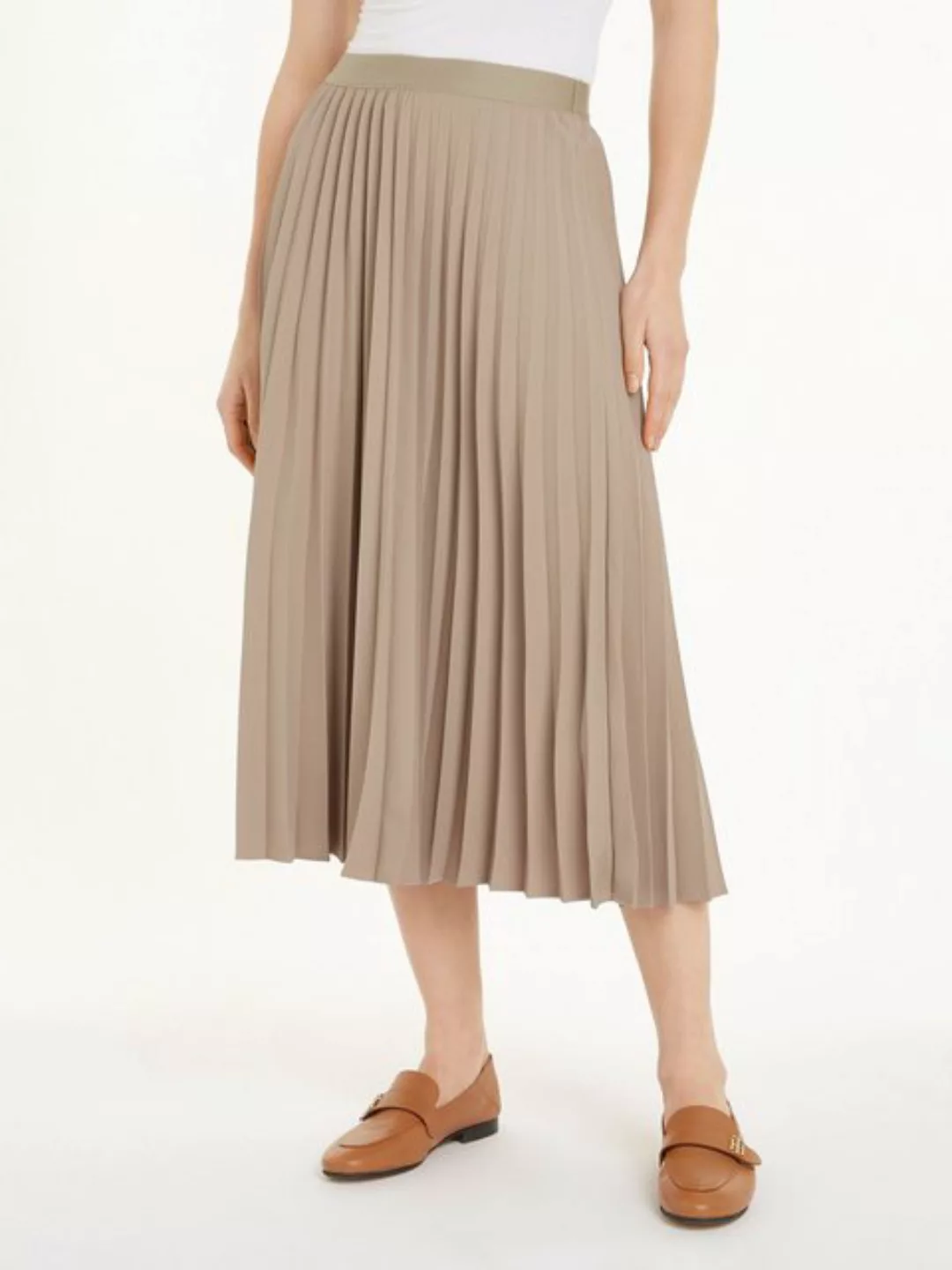 Tommy Hilfiger Plisseerock FLUID TWILL PLEATED MIDI SKIRT Webrock mit Marke günstig online kaufen