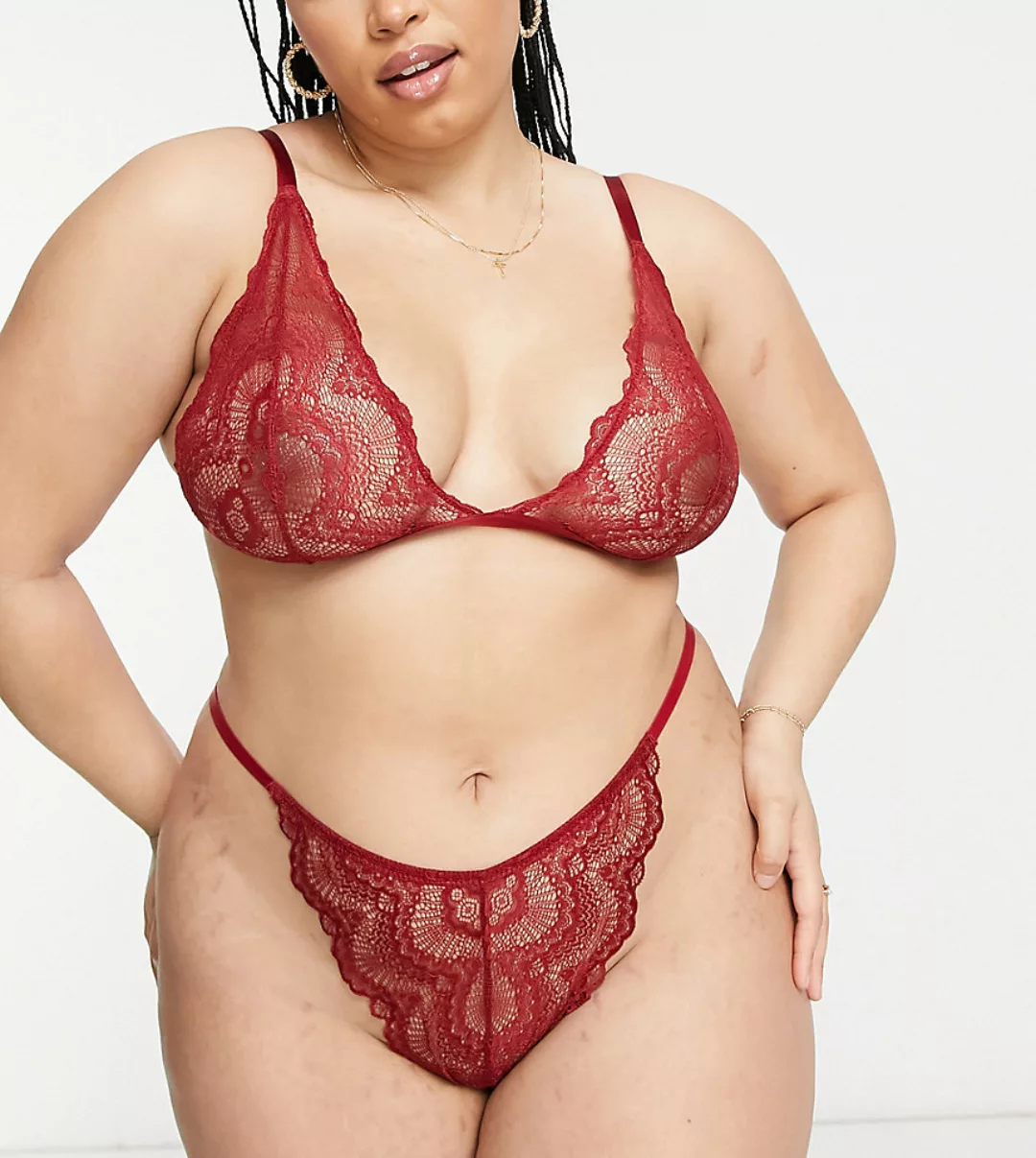 ASOS DESIGN Curve – Rosie – Triangel-BH in Rot günstig online kaufen