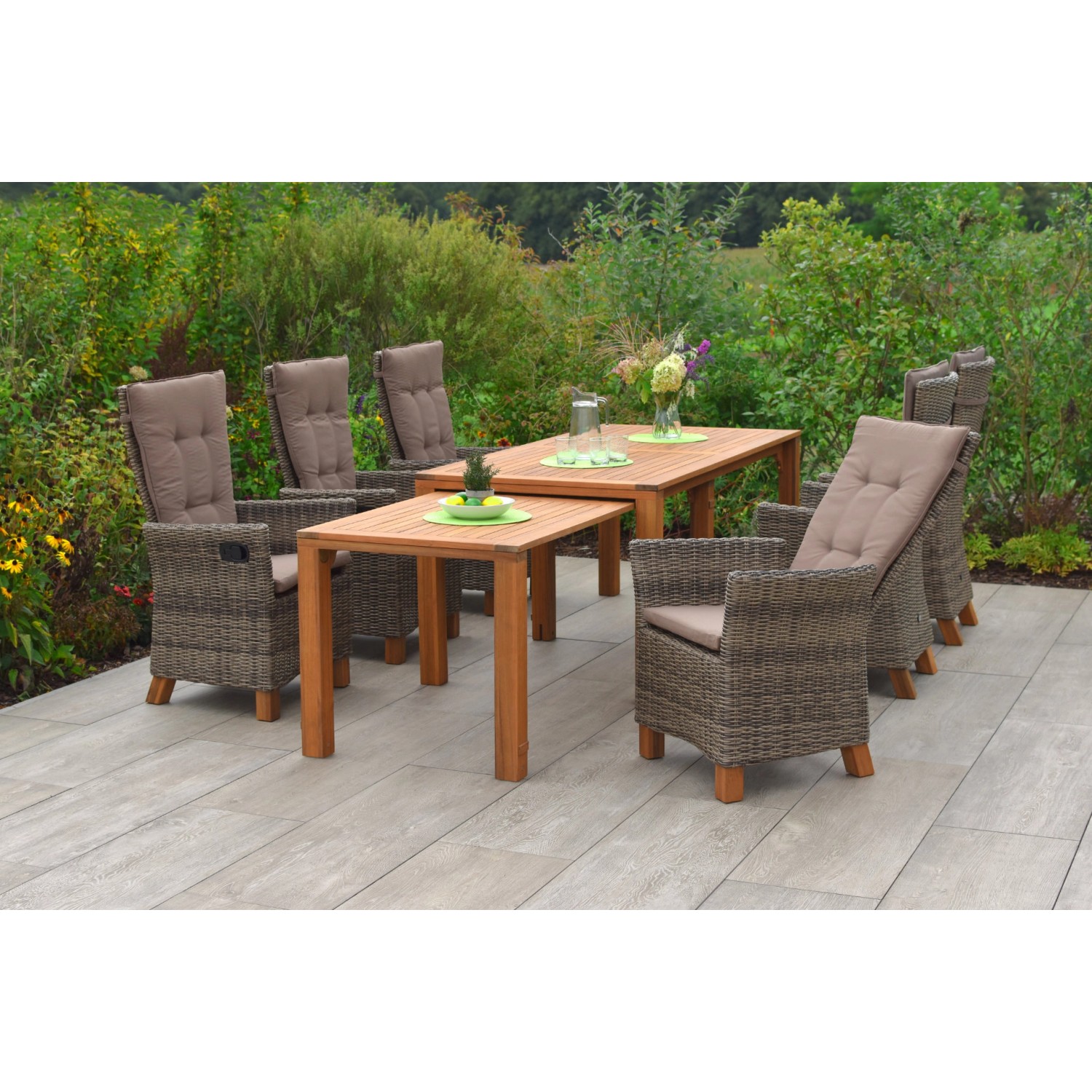 Merxx Toskana Set 7-tlg. 6 Sessel Flex-Gartentisch Ausziehbar günstig online kaufen