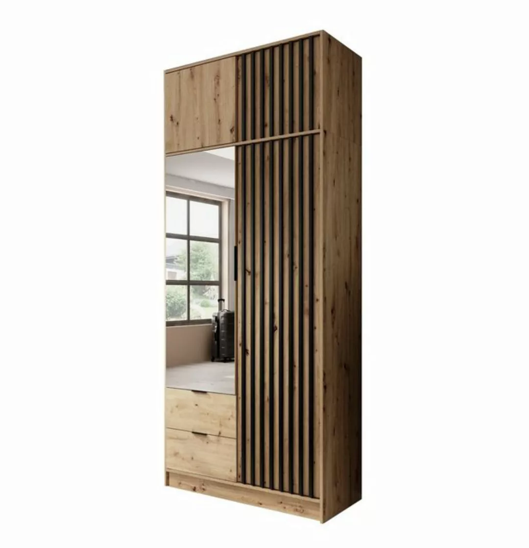 MOEBLO Kleiderschrank JOHN mit Erweiterung (Latten aus Holz, Loft Stil Indu günstig online kaufen