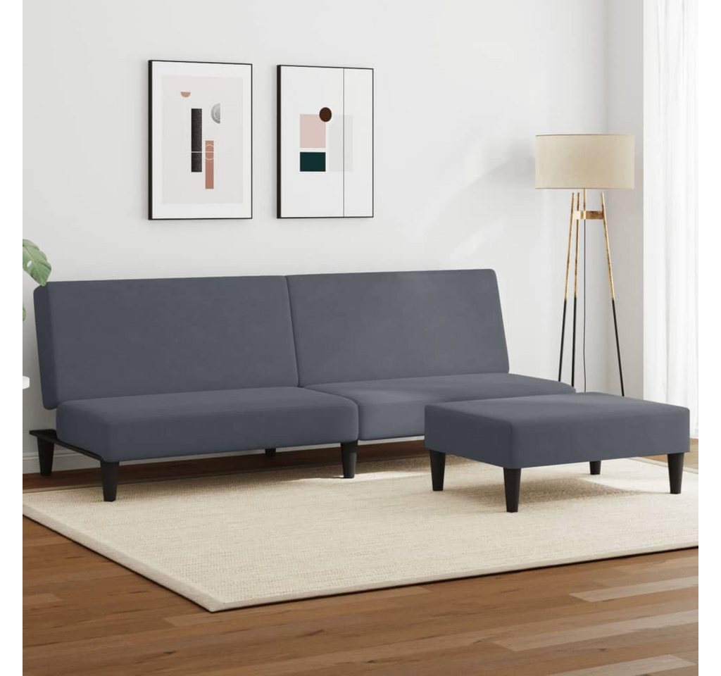 vidaXL Sofa Schlafsofa 2-Sitzer mit Fußhocker Dunkelgrau Samt günstig online kaufen