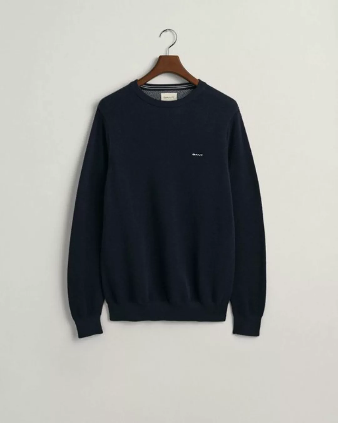 Gant Rundhalspullover "COTTON PIQUE C-NECK", mit Logostickerei auf der Brus günstig online kaufen