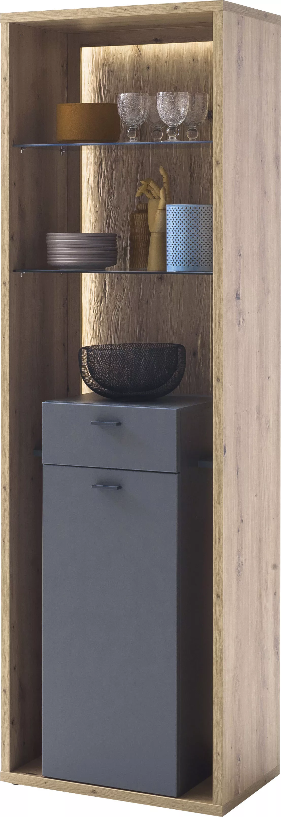MCA furniture Vitrine Lizzano Wohnzimmerschrank mit 3-D Rückwand, wahlweise günstig online kaufen