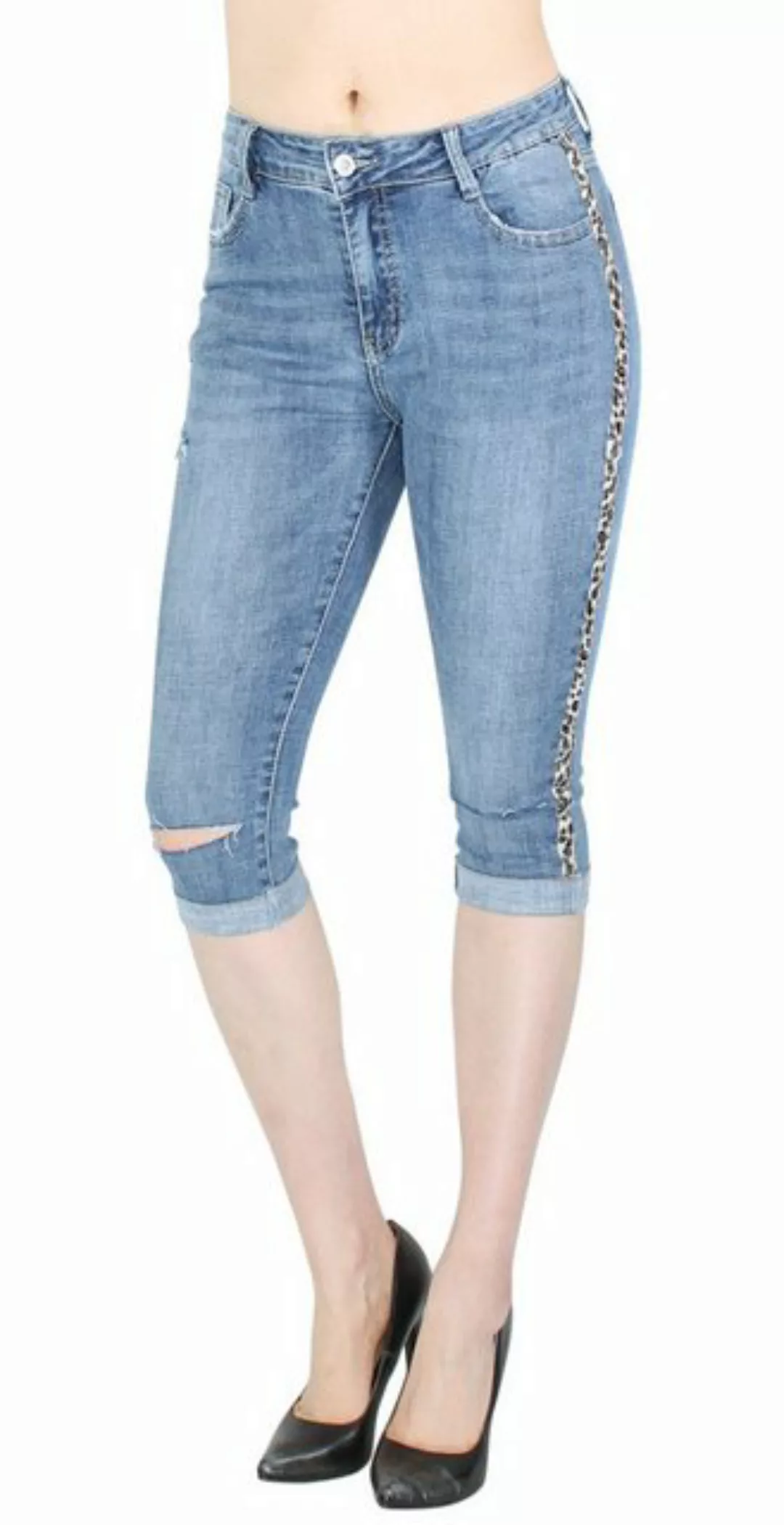 dy_mode Caprijeans Damen Capri Jeans 3/4 Jeanshose Kurze Stretchjeans mit R günstig online kaufen