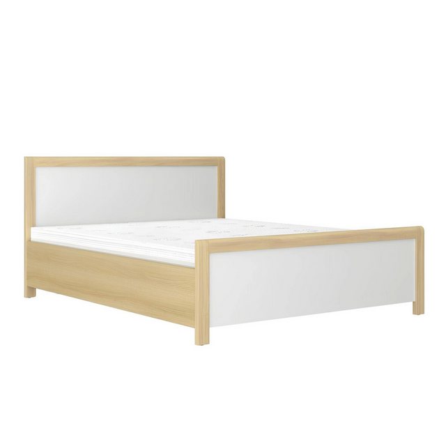 JVmoebel Bett Schlafzimmer Holzbett Weißes Doppelbett Designer Helles Holzg günstig online kaufen