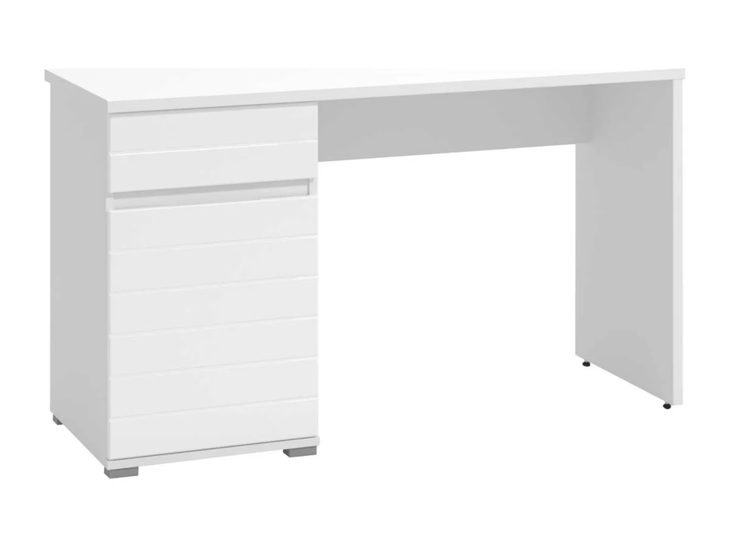 Schreibtisch mit 1 Schublade & 1 Tür - MDF - Weiß glänzend - KATNIS günstig online kaufen