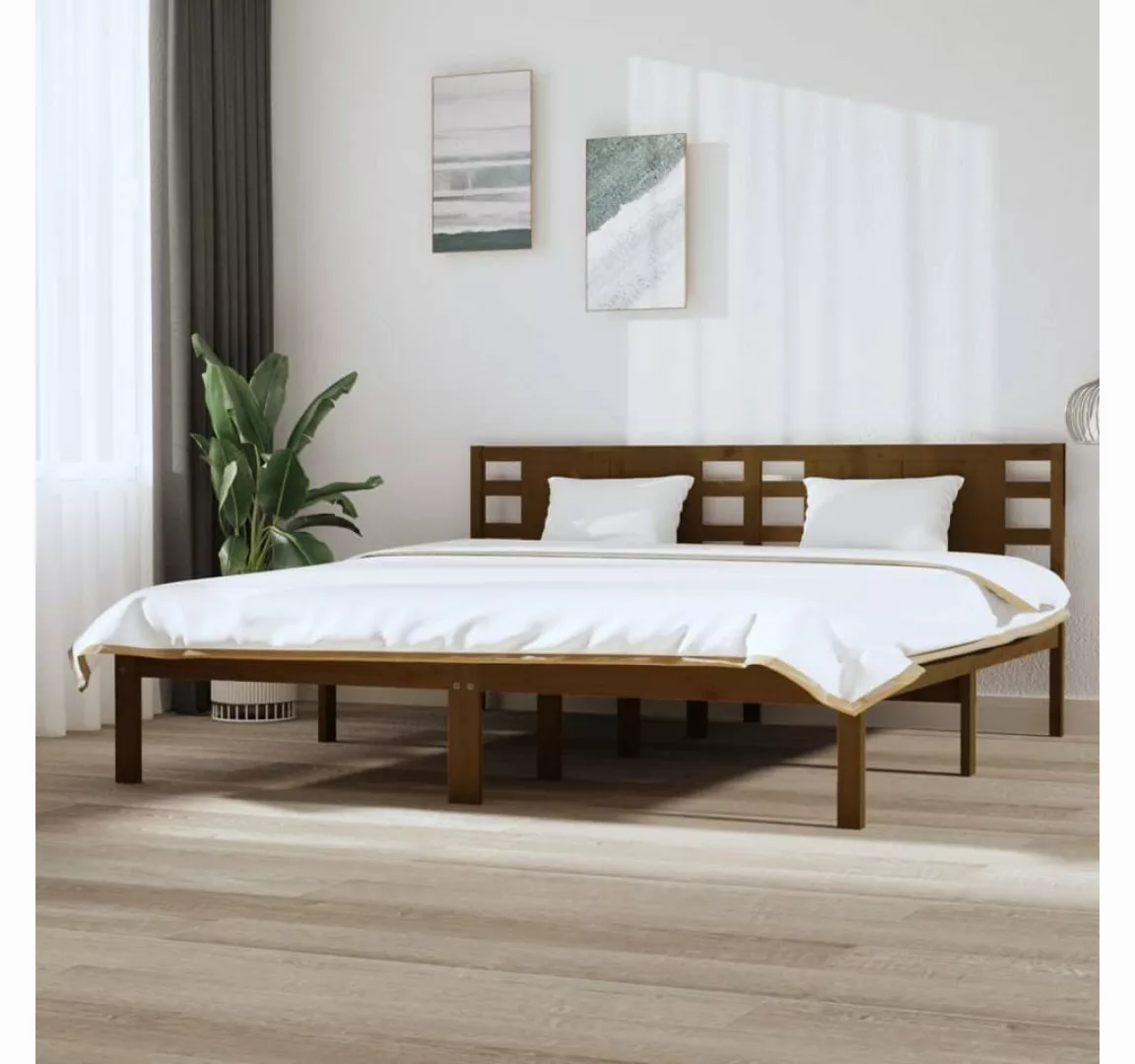 furnicato Bett Massivholzbett Honigbraun Kiefer 200x200 cm günstig online kaufen