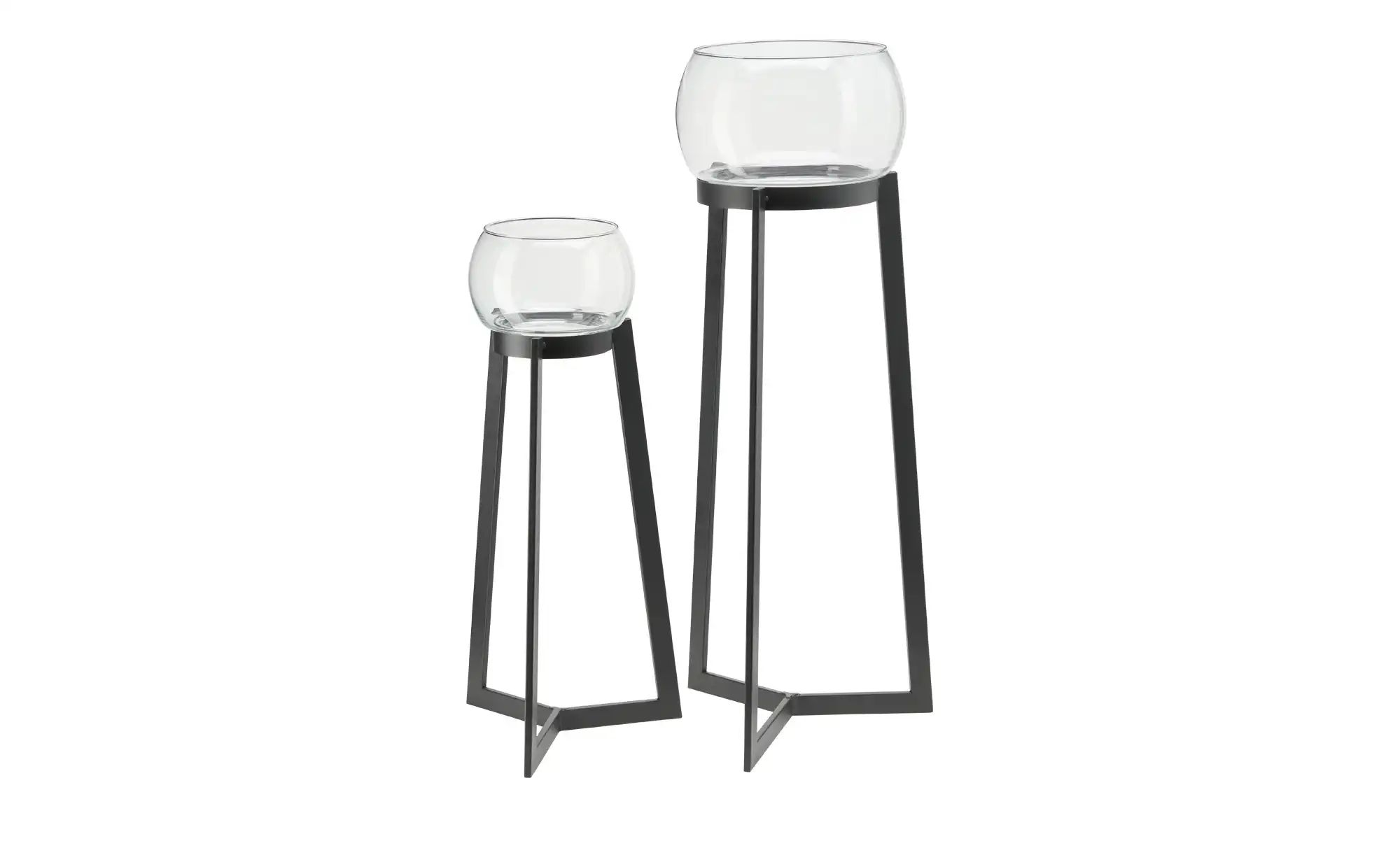 Windlicht auf Metallgestell  2er Set   ¦ schwarz ¦ Eisen,Glas ¦ Maße (cm): günstig online kaufen