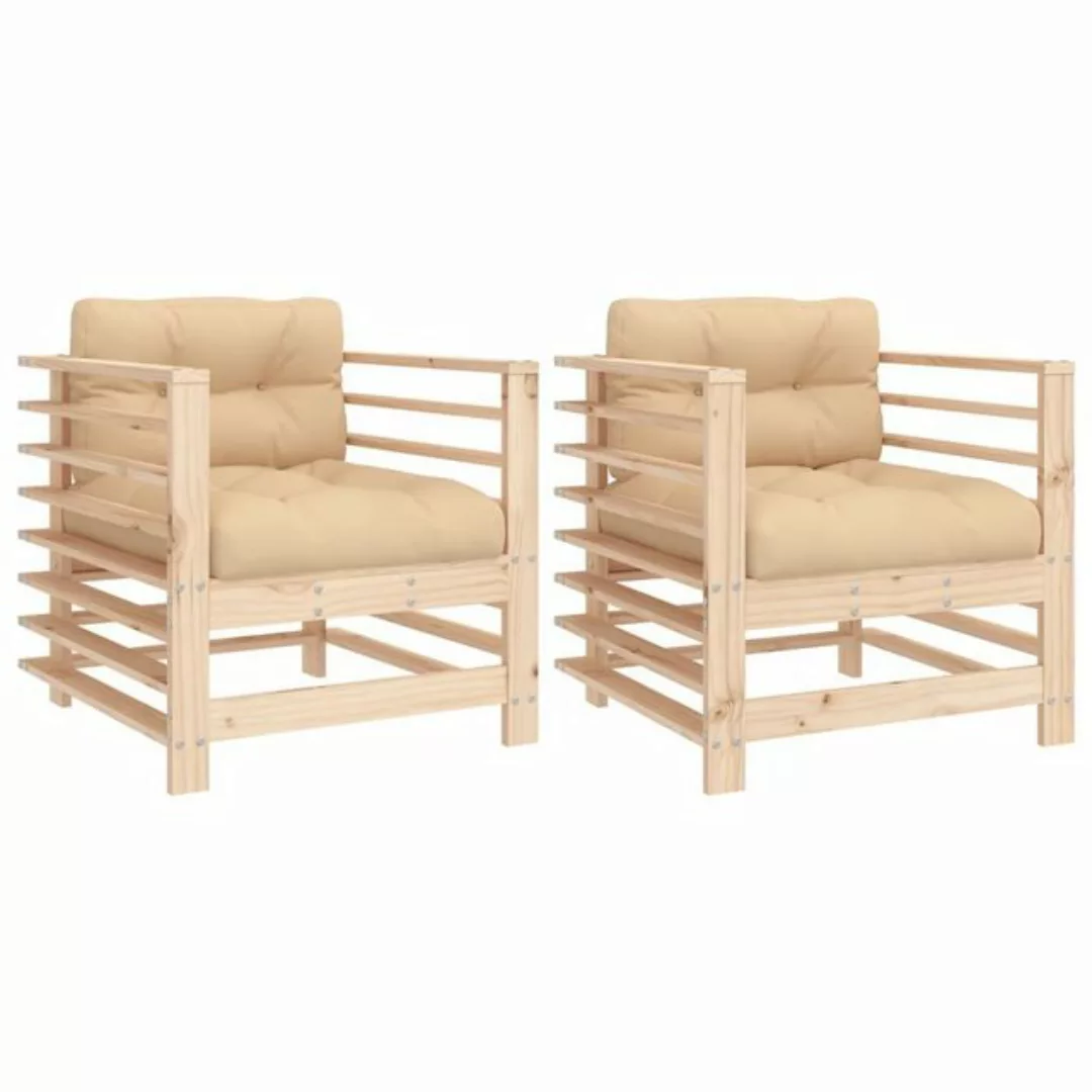 vidaXL Loungesofa Gartenstühle mit Kissen 2 Stk. Massivholz Kiefer, 1 Teile günstig online kaufen
