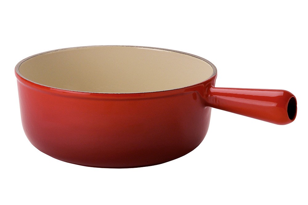 Le Creuset Caquelon Schwenkkasserolle Fonduetopf Gusseisen Kirschrot 18cm günstig online kaufen