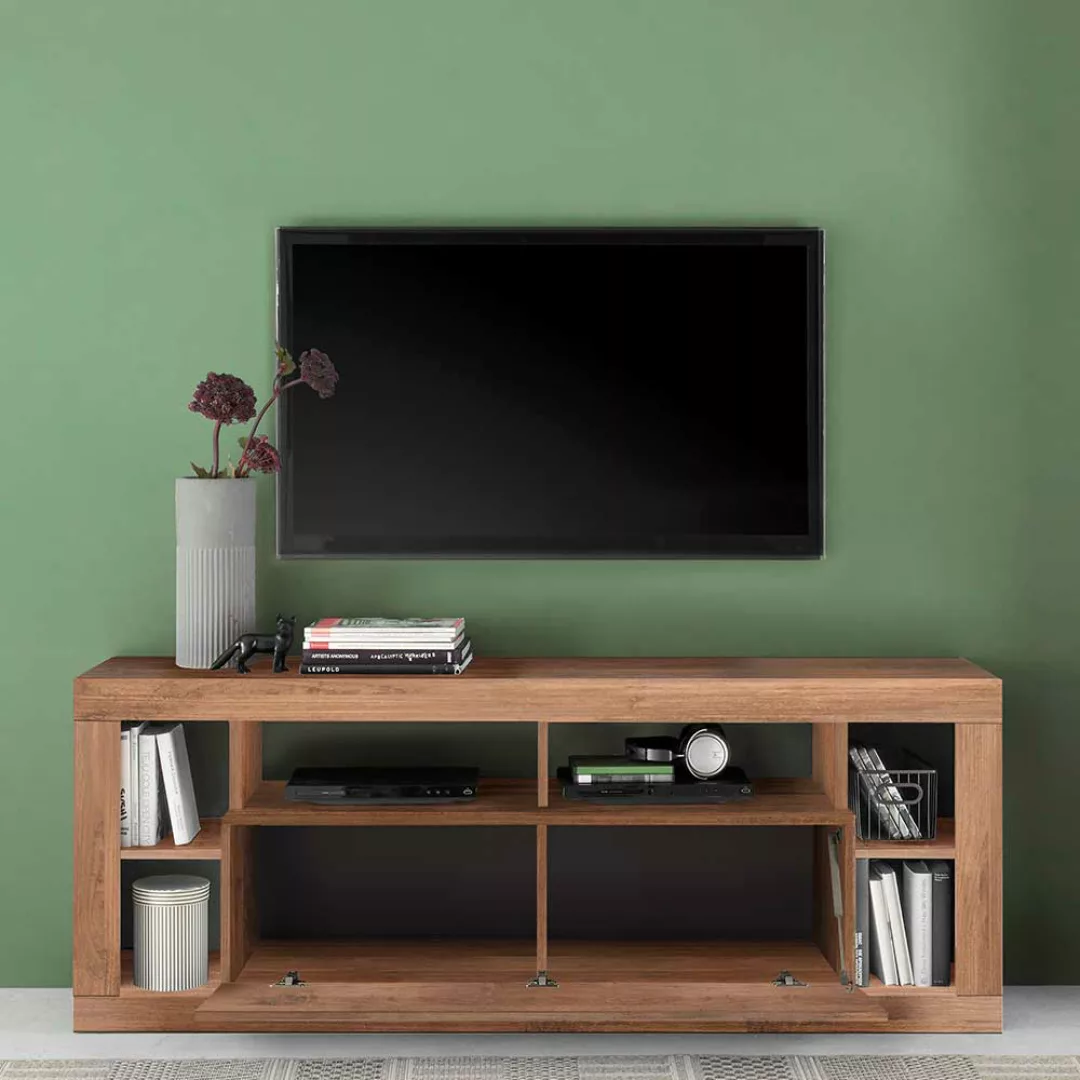 TV Lowboard in Holzoptik Naturfarben Klappe und offenen Fächern günstig online kaufen