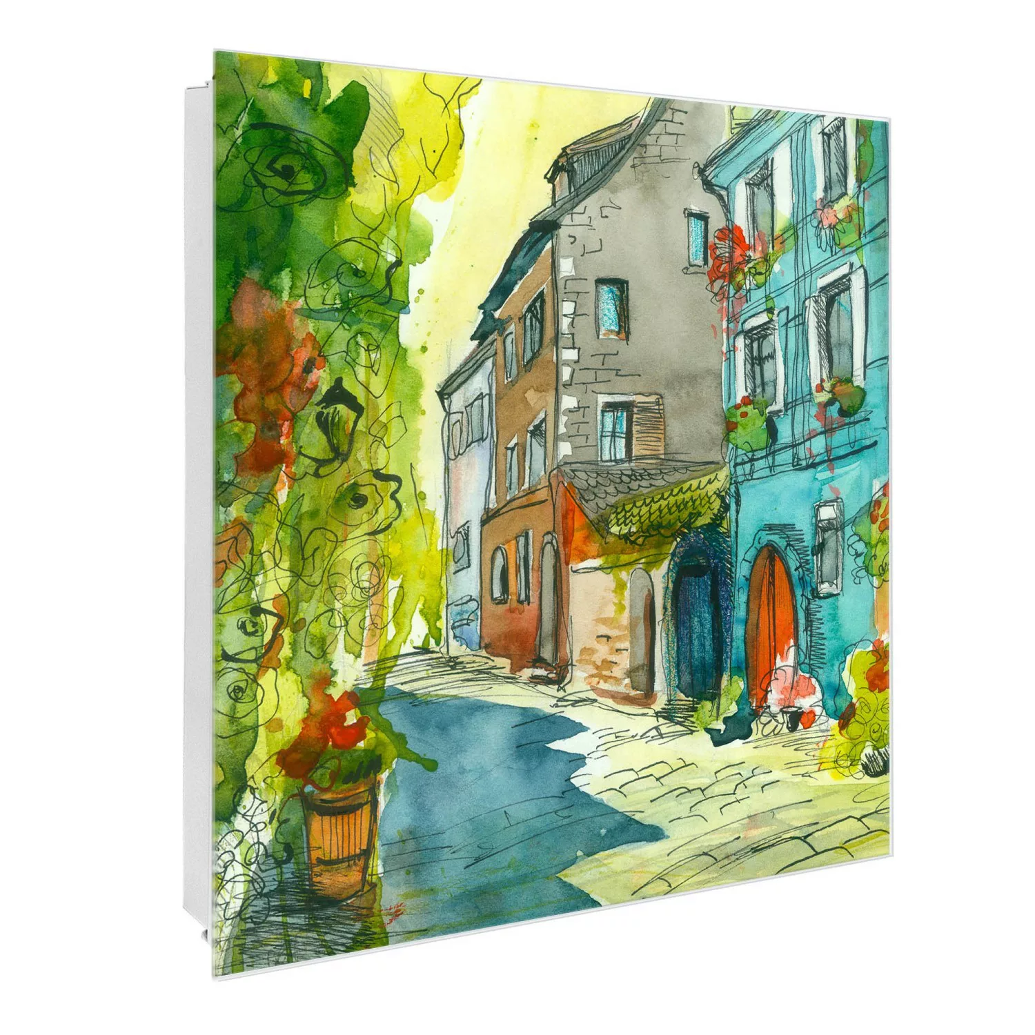 Banjado Großer Schlüsselkasten Glas 30x30cm Weiß Scharnier Links 50 Haken B günstig online kaufen