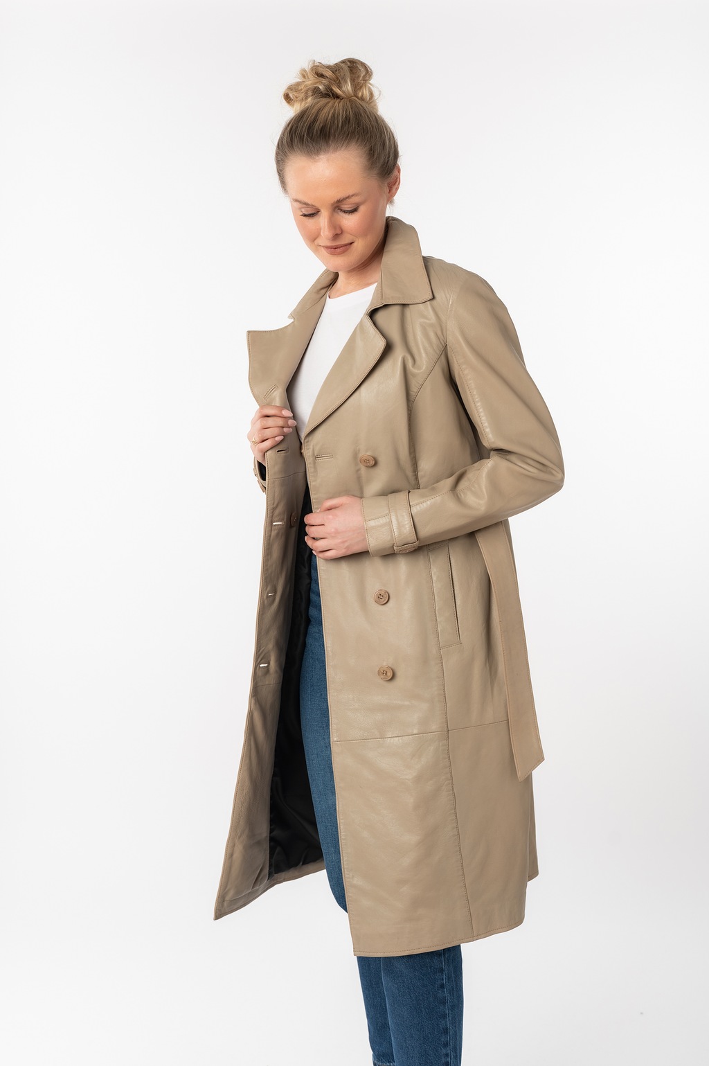 Mauritius Ledermantel "GWTaruh OT", (2 tlg.), femininer Leder-Trenchcoat mi günstig online kaufen