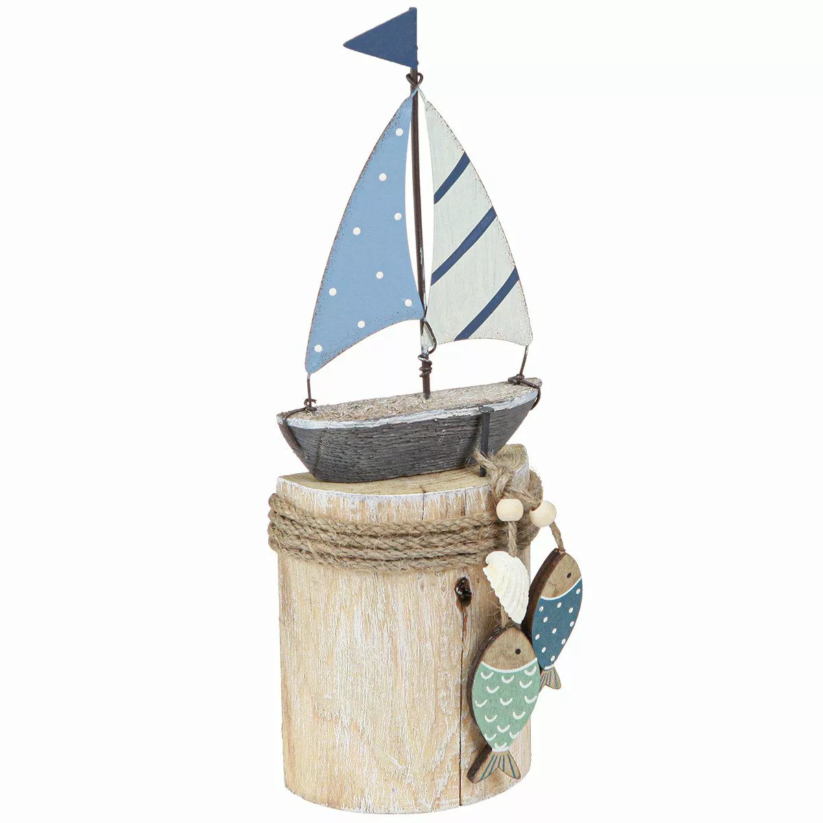 Viana Dekofigur Maritime Holzdeko Segelboot Weiß günstig online kaufen