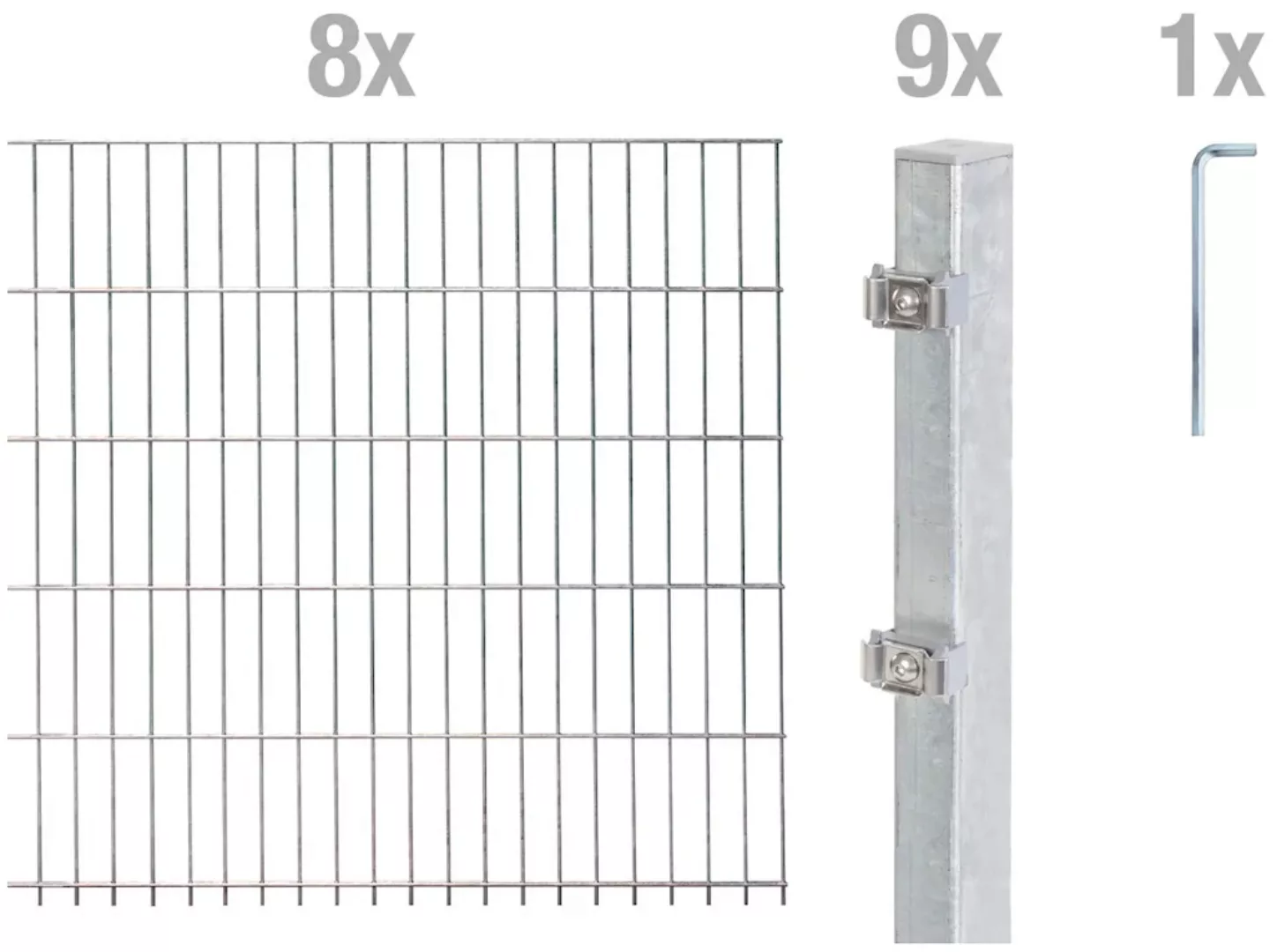 Alberts Doppelstabmattenzaun "Grundset", Höhe: 80-160 cm, Gesamtlänge: 4-30 günstig online kaufen