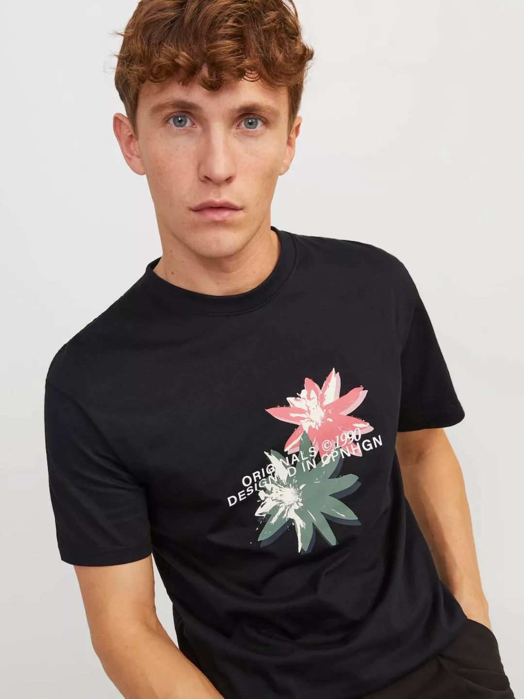 Jack & Jones Herren Rundhals T-Shirt JORTAMPA AOP BRANDING - Relaxed Fit günstig online kaufen