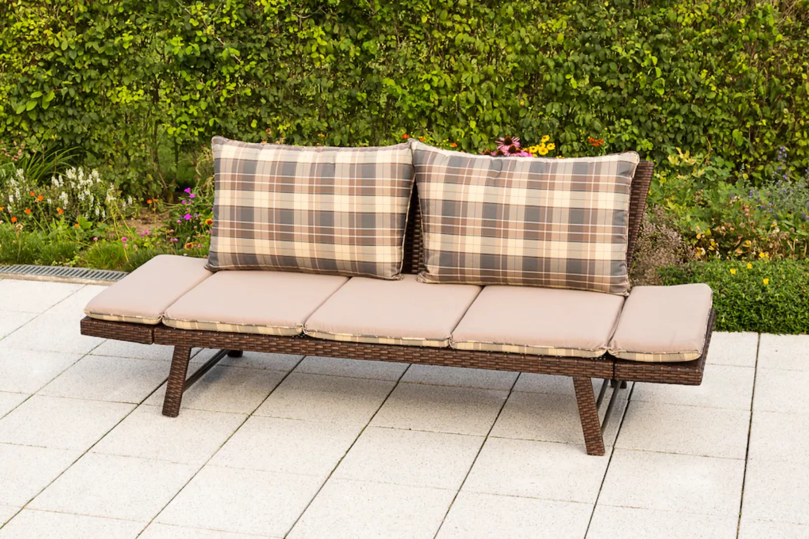 MERXX Gartenbank "Daybed Rattan", BxTxH: 172x64x78 cm, mit Auflage und Rück günstig online kaufen