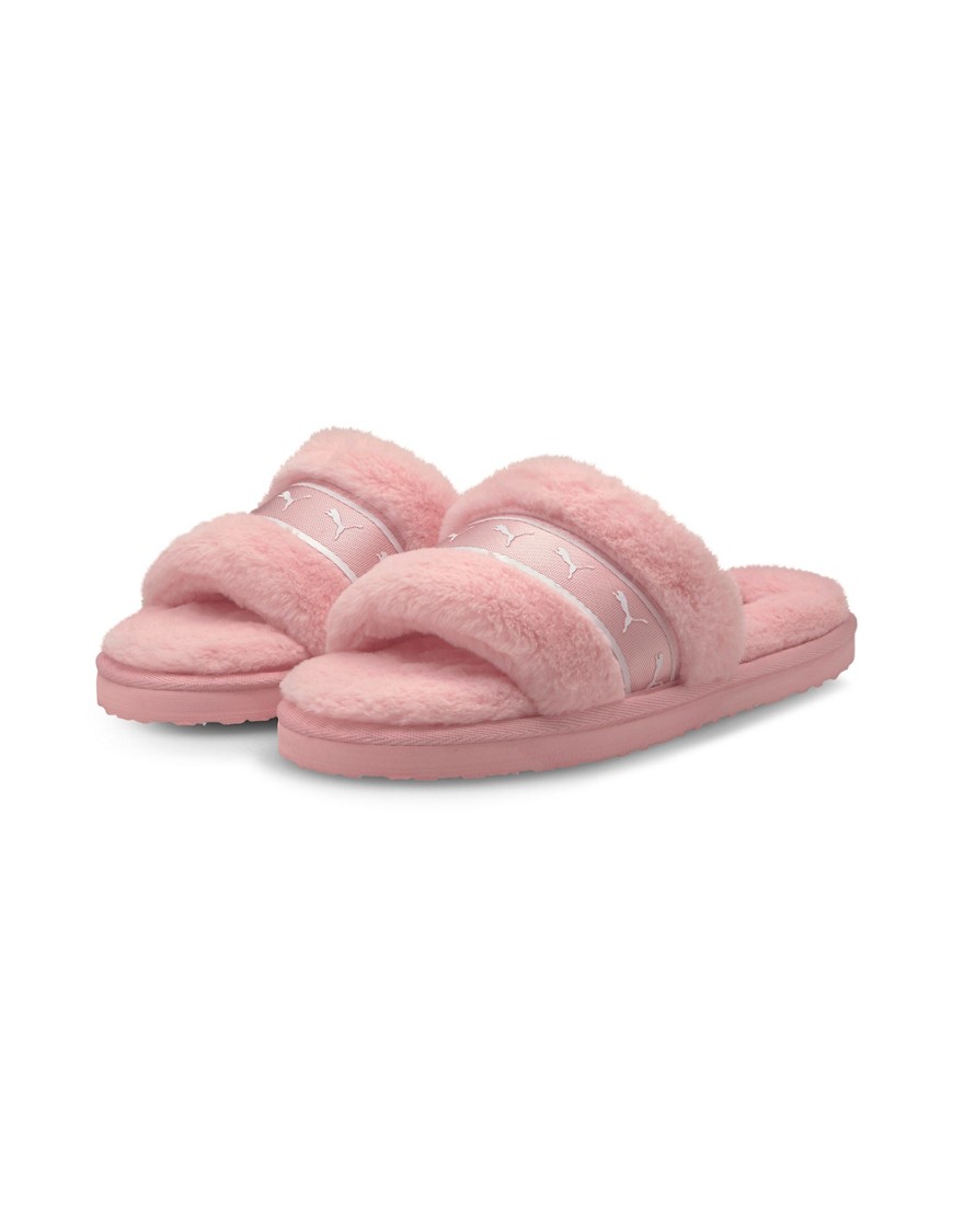 Puma – Fluff – Flauschige Slider-Hausschuhe in Rosa günstig online kaufen