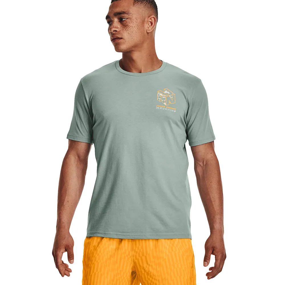 Under Armour Run Gradient Grid SS Shirt Opal Green Orange Shock günstig online kaufen