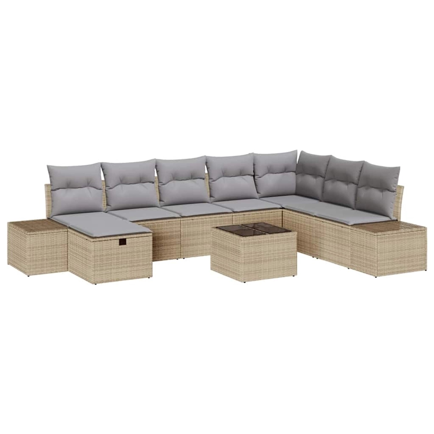 vidaXL Garten-Sofa-Set mit Kissen 9-Tlg Beige Poly Rattan 3359439 günstig online kaufen