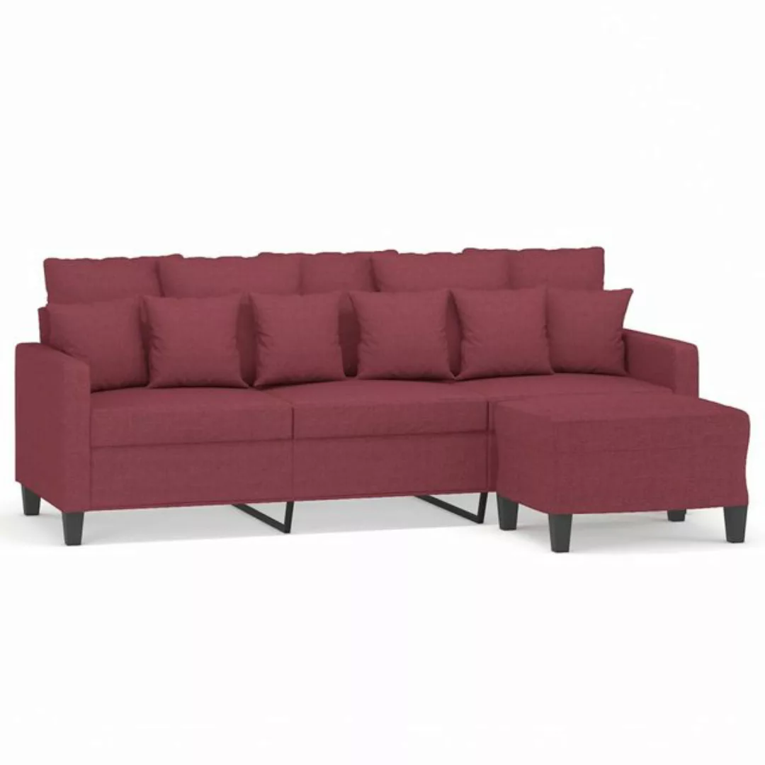 vidaXL Sofa 3-Sitzer-Sofa mit Hocker Weinrot 180 cm Stoff günstig online kaufen