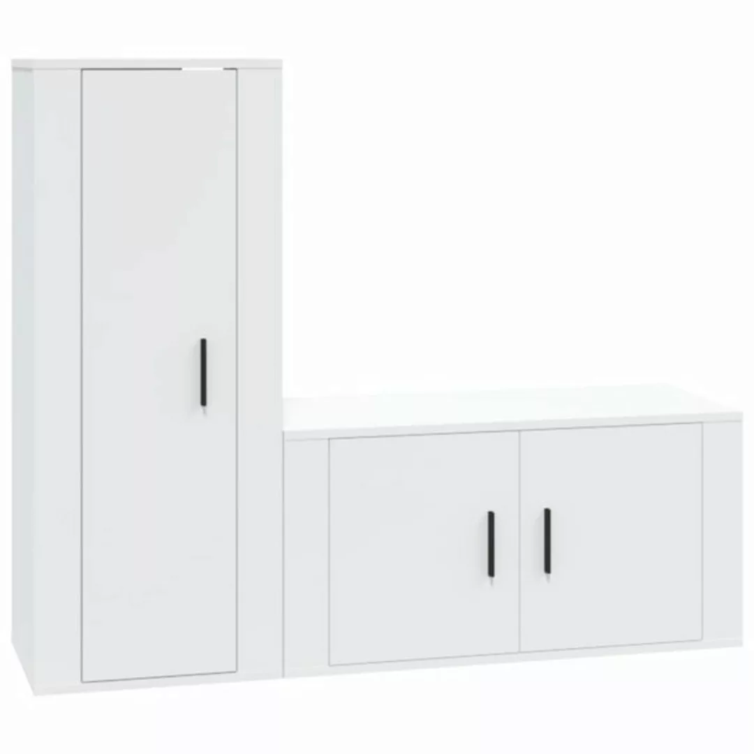 vidaXL TV-Schrank 2-tlg. TV-Schrank-Set Weiß Holzwerkstoff (2-St) günstig online kaufen