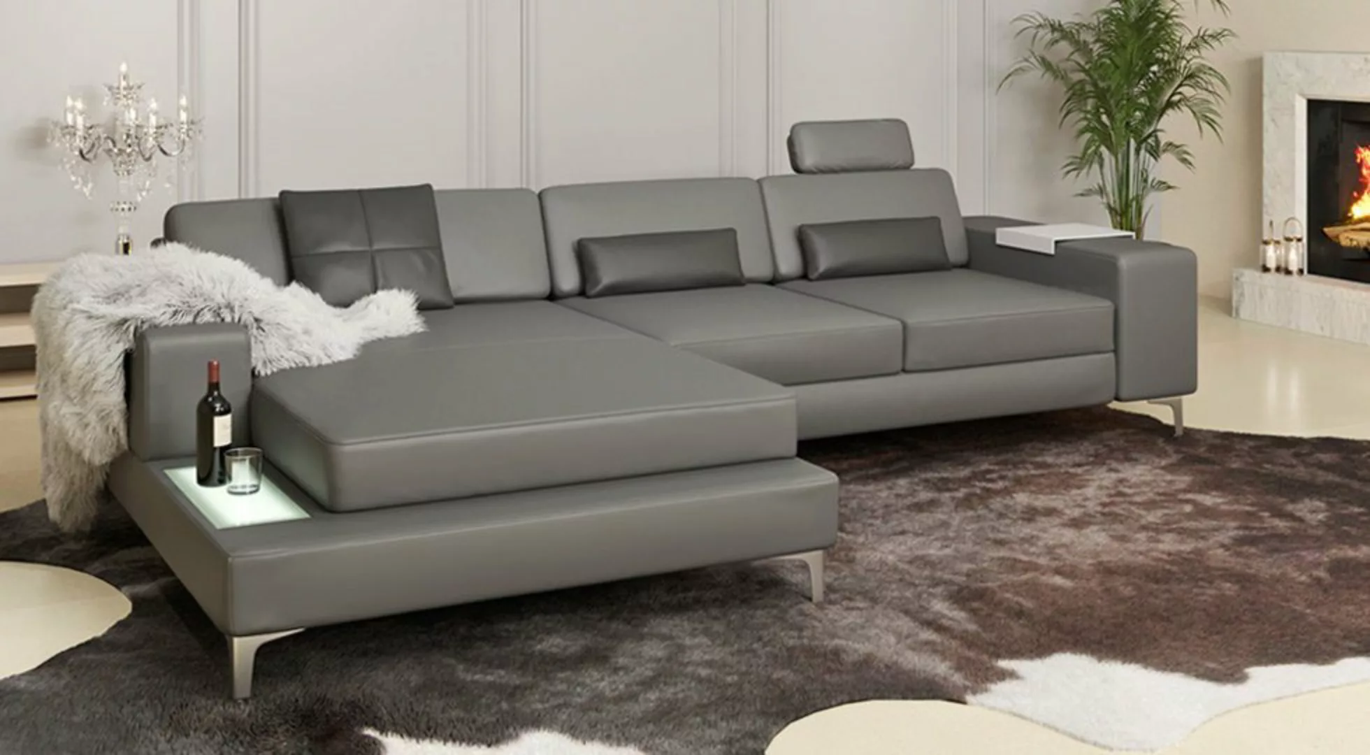 BULLHOFF Ecksofa Ledercouch Wohnlandschaft Leder Ecksofa Designsofa Eckcouc günstig online kaufen