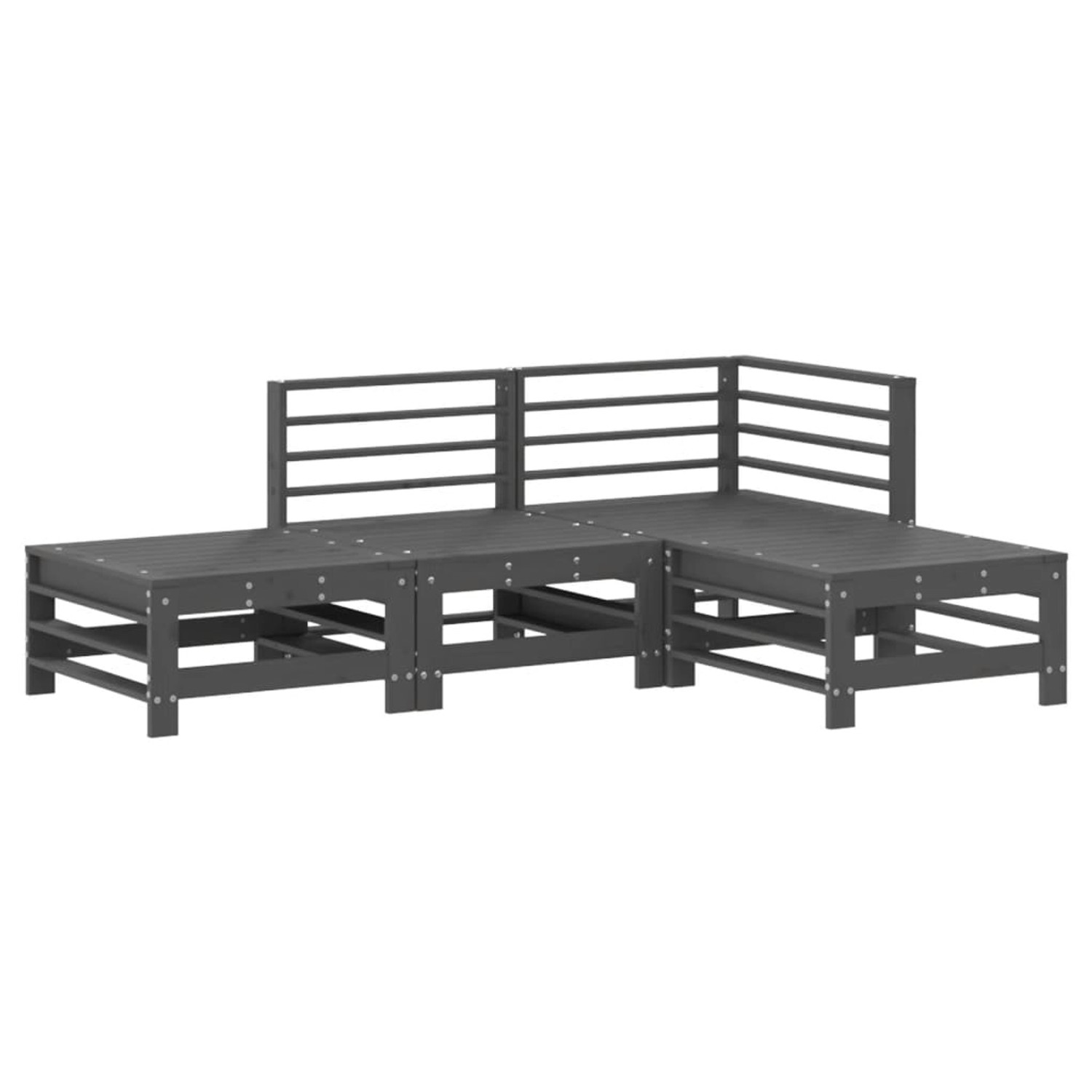 vidaXL 4-tlg Garten-Lounge-Set Grau Massivholz Kiefer Modell 3 günstig online kaufen