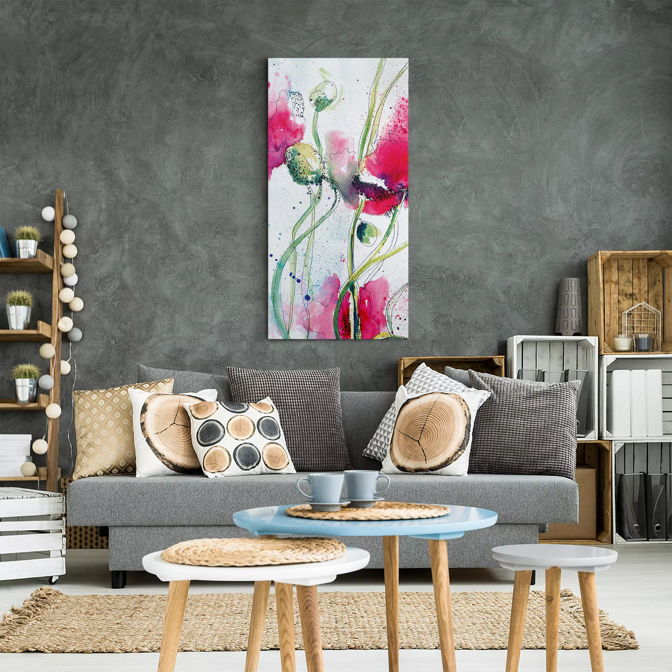 Leinwandbild Blumen - Hochformat Painted Poppies günstig online kaufen