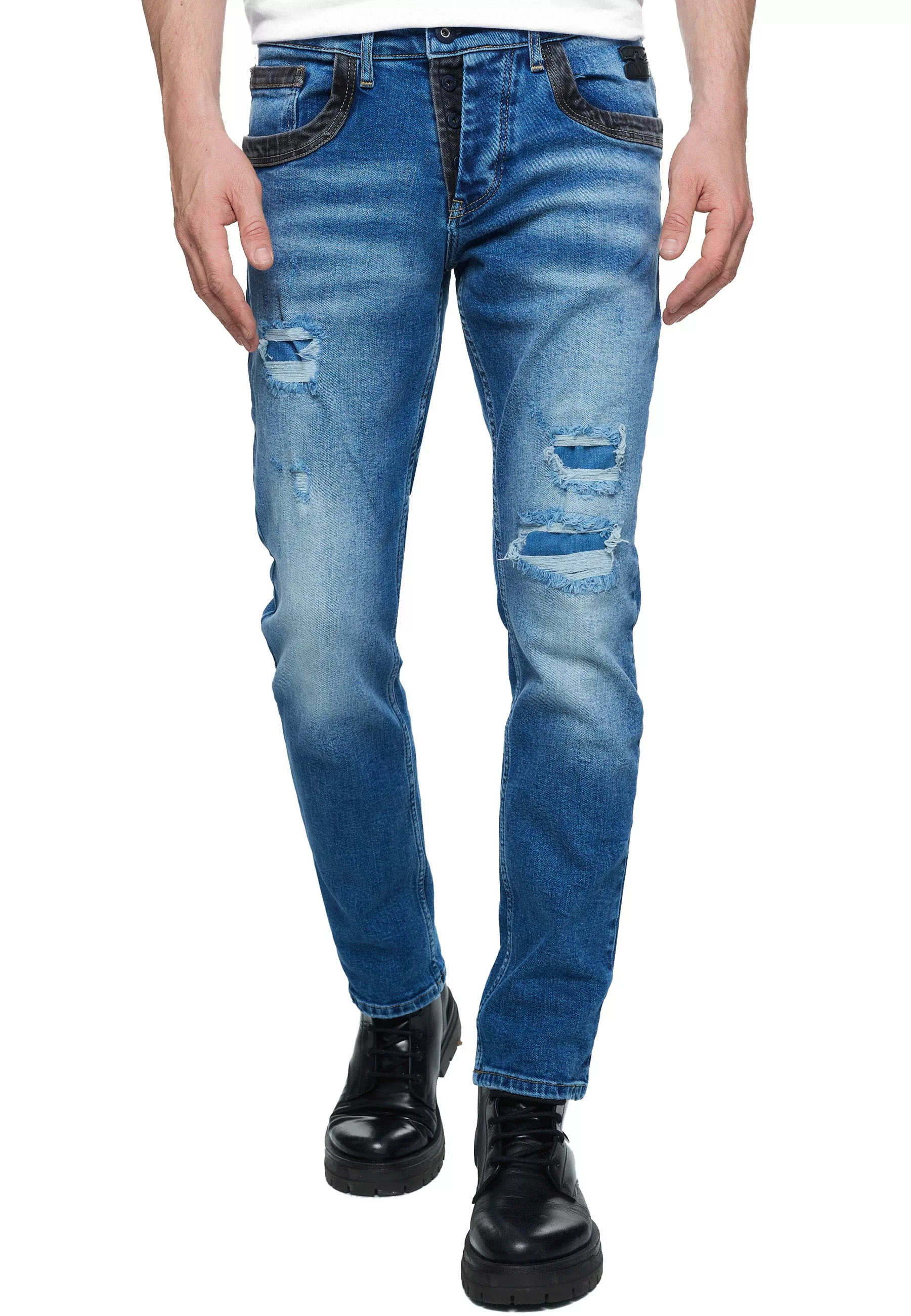 Rusty Neal Straight-Jeans "YOKOTE", mit farblich abgesetzten Details günstig online kaufen