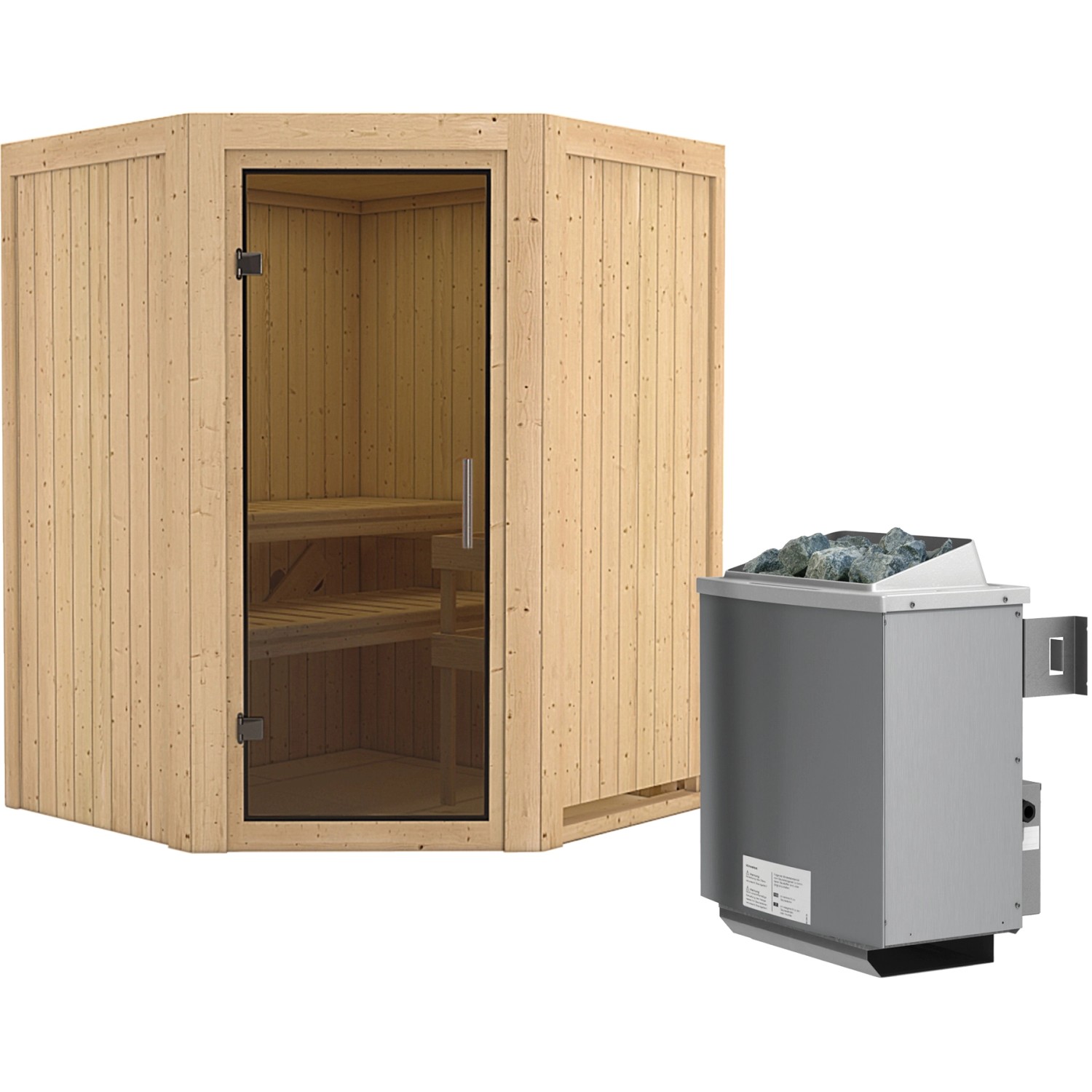 Karibu Sauna-Set Lyra inkl. Ofen 9 kW mit integr. Steuerung, Tür Graphit günstig online kaufen