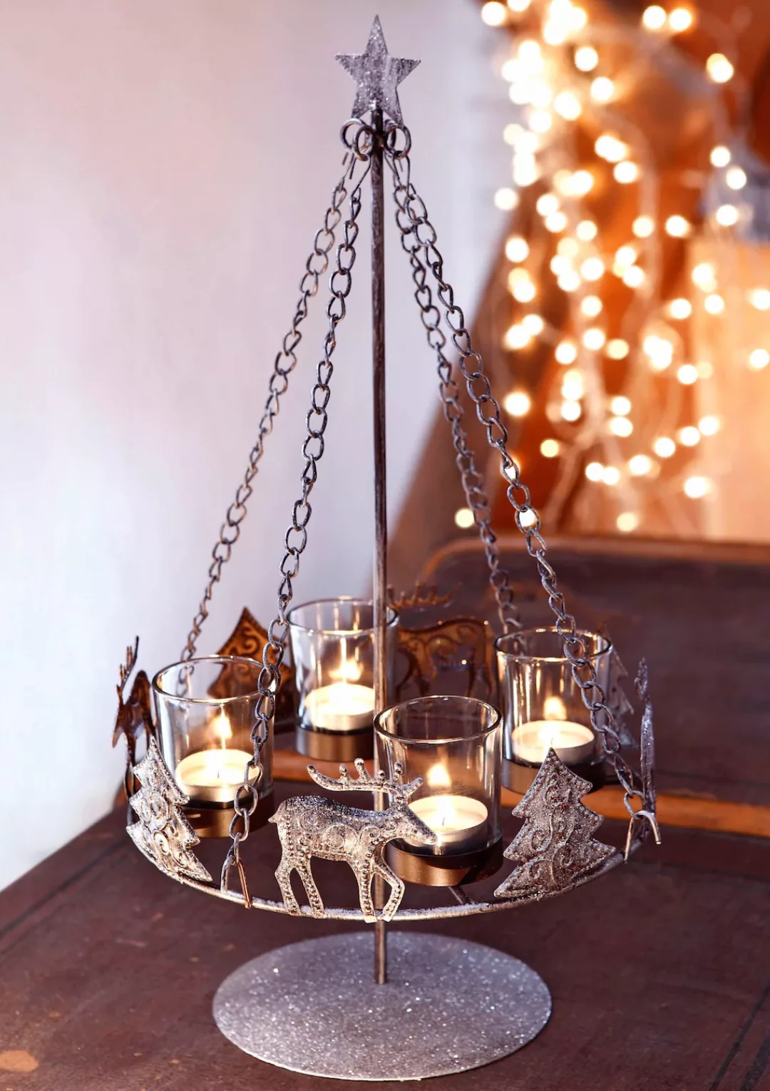 my home Adventsleuchter "Weihnachtsdeko", Metall, inkl. 4 Glaswindlichtern günstig online kaufen