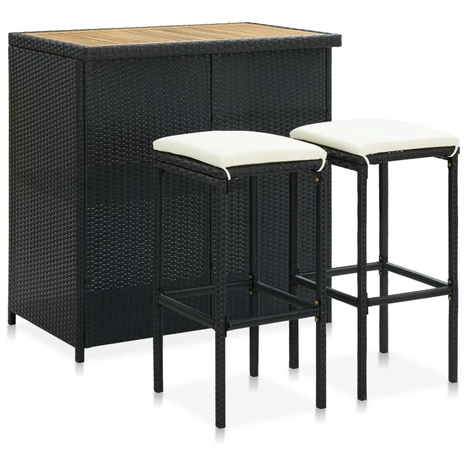 3-tlg. Bar-set Poly Rattan Schwarz günstig online kaufen