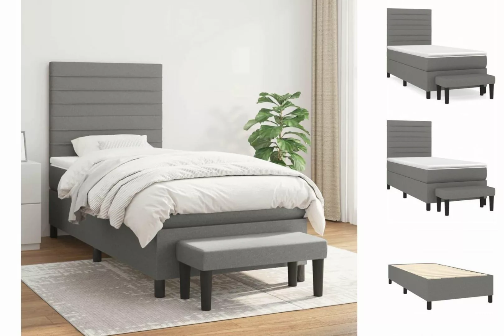 vidaXL Boxspringbett Boxspringbett mit Matratze und Fusshocker Stoff (80 x günstig online kaufen