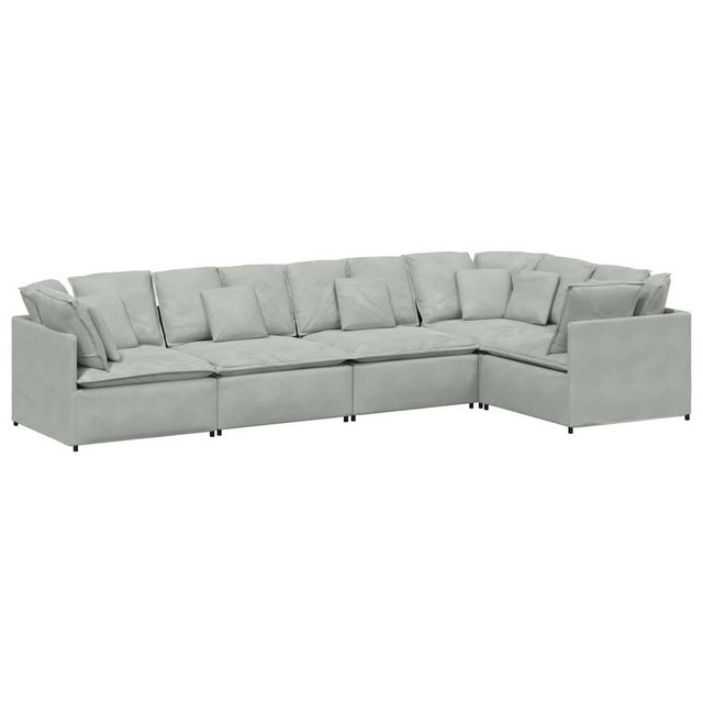 vidaXL Sofa Modulares Sofa mit Kissen Samt Hellgrau günstig online kaufen