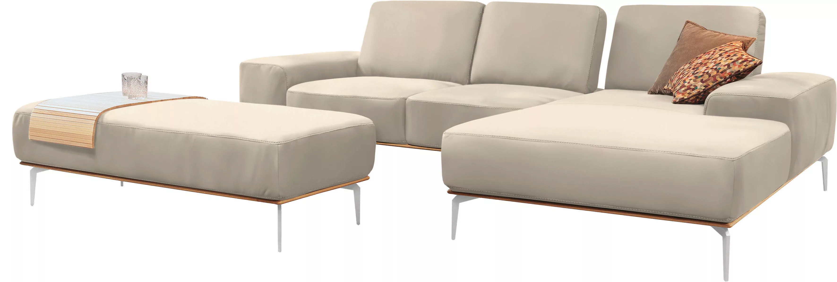 W.SCHILLIG Ecksofa run, mit elegantem Holzsockel, Füße in Chrom glänzend, B günstig online kaufen