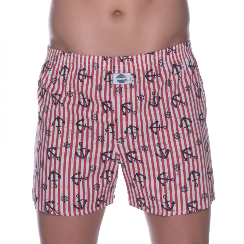 D.E.A.L International Boxershorts Rot Weiß gestreift mit Anker Motiv günstig online kaufen