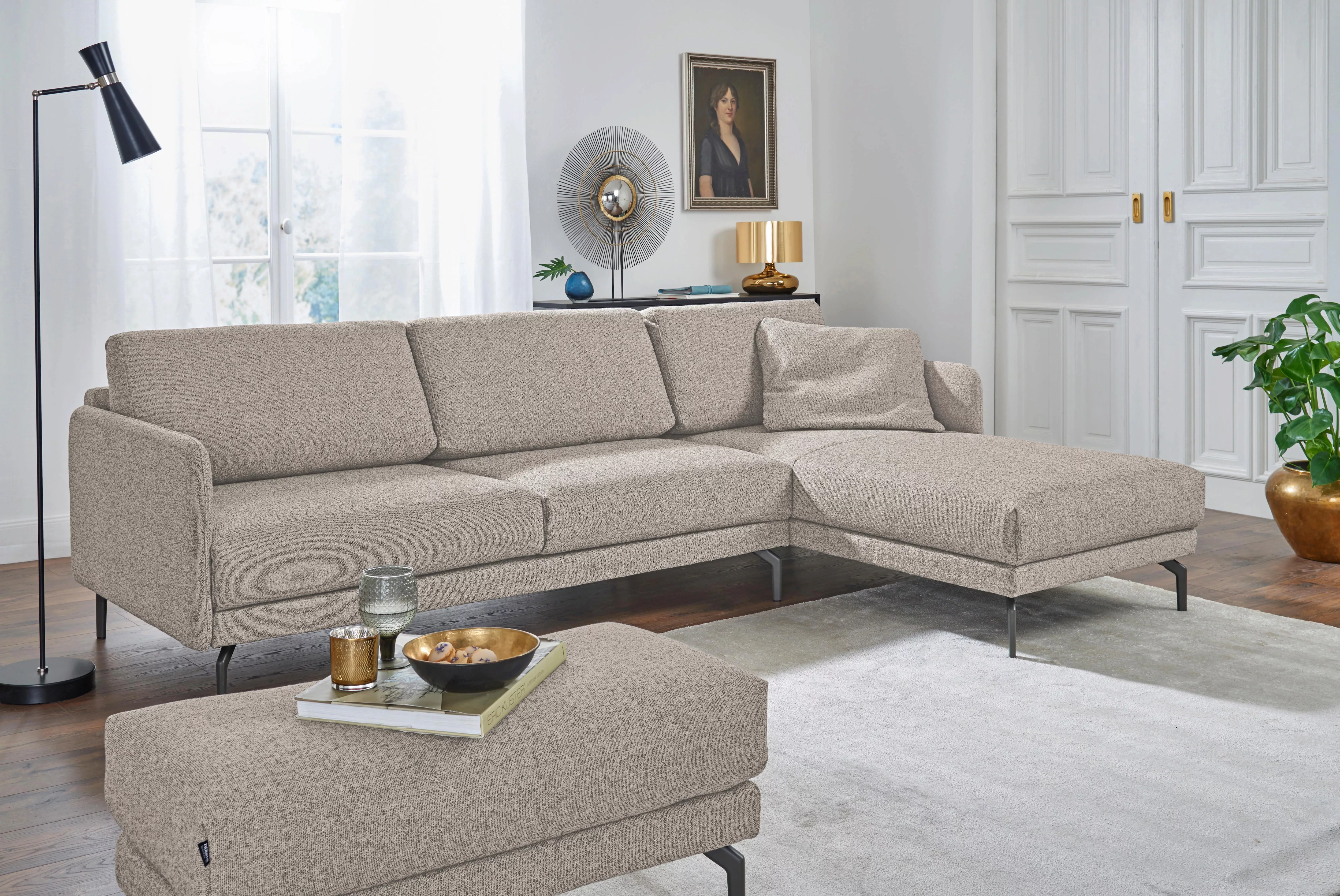 hülsta sofa Ecksofa "hs.450", Armlehne sehr schmal, Breite 274 cm, Alugussf günstig online kaufen