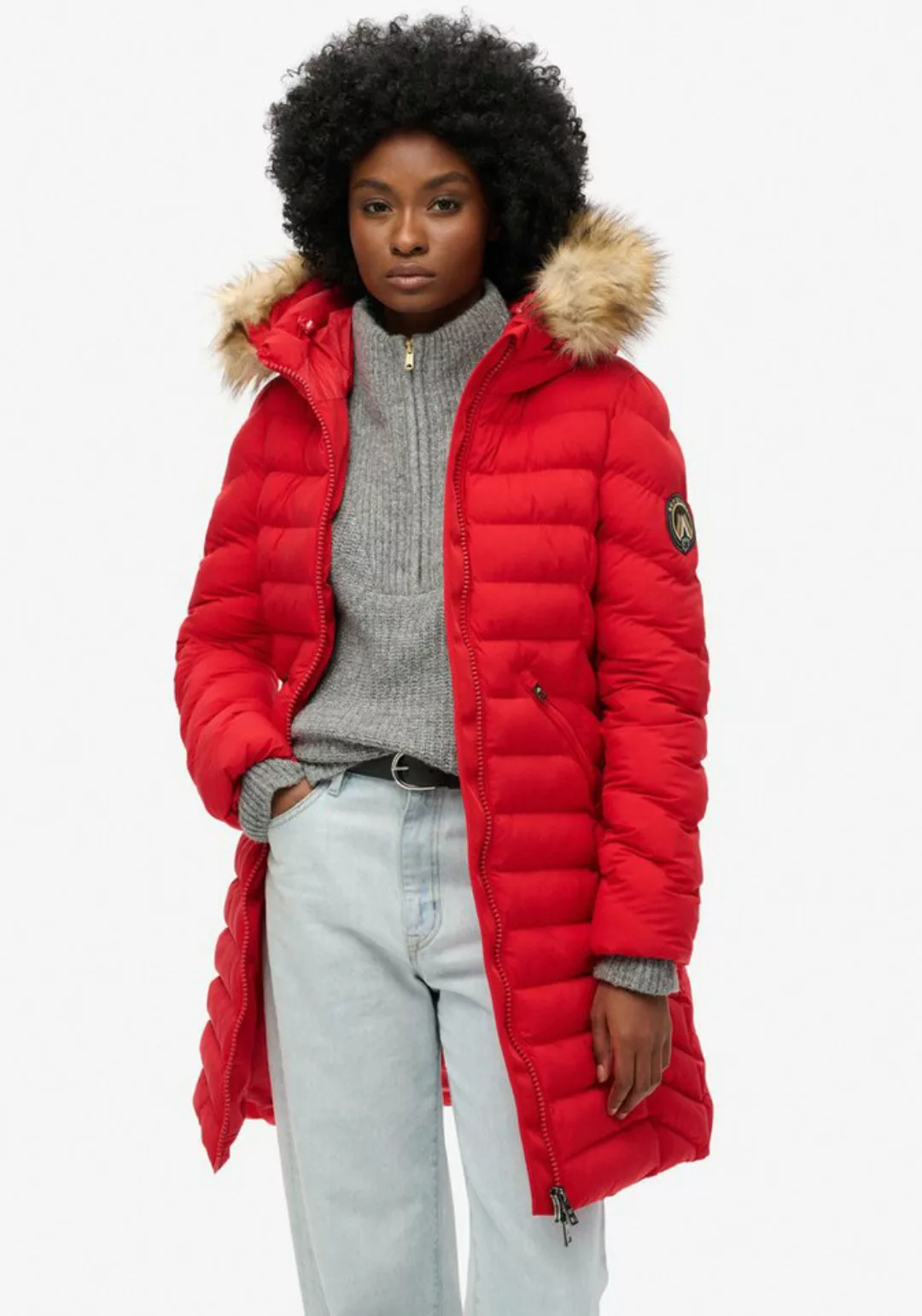 Superdry Steppjacke FUJI FAUX FUR HOOD MID LENGTH günstig online kaufen