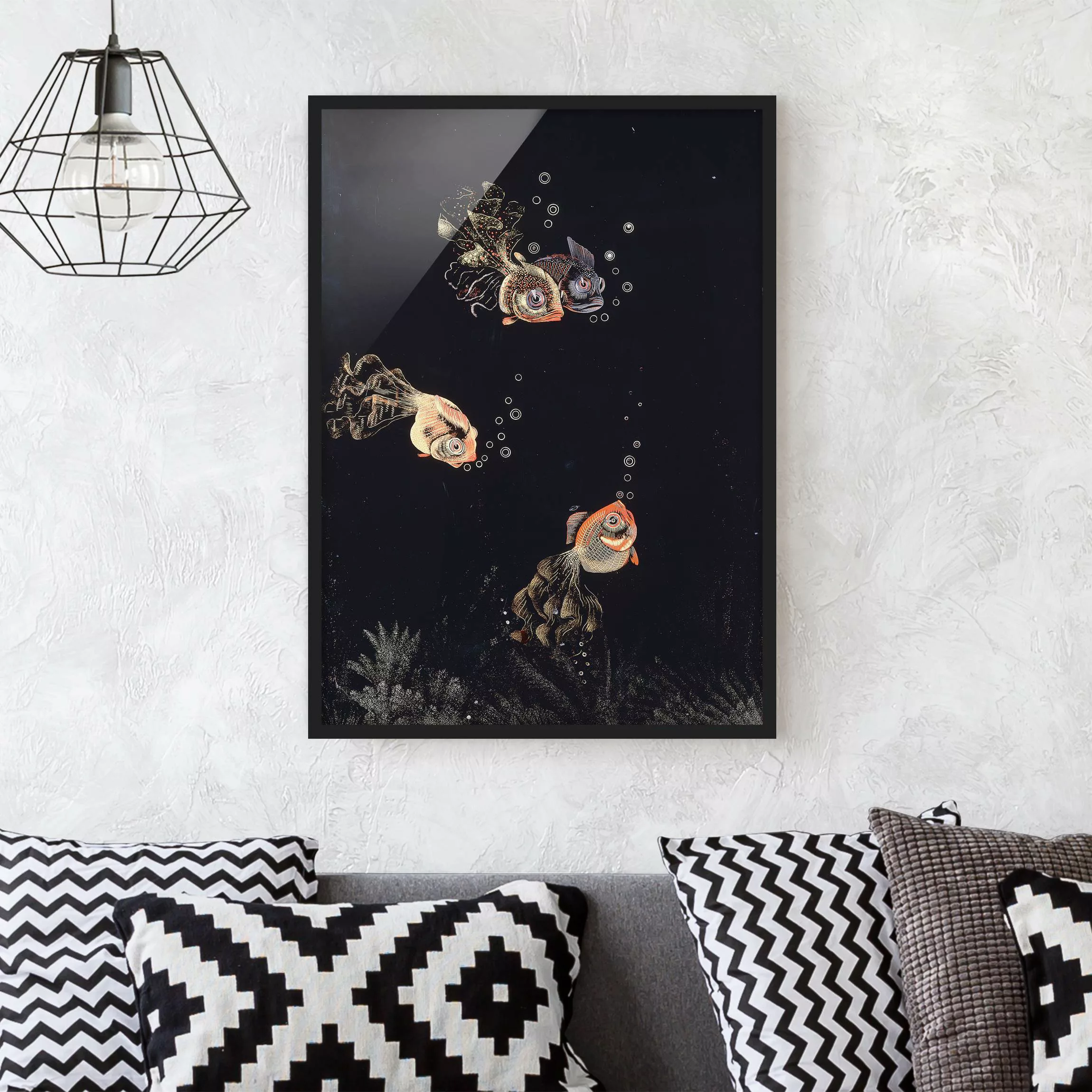 Bild mit Rahmen Kunstdruck - Hochformat Jean Dunand - Unterwasser Szene günstig online kaufen