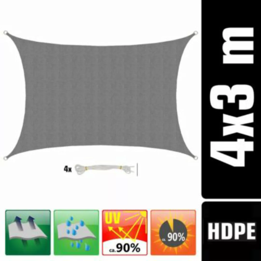 AMANKA Sonnensegel Thar Grau L 3x4m HDPE grau günstig online kaufen