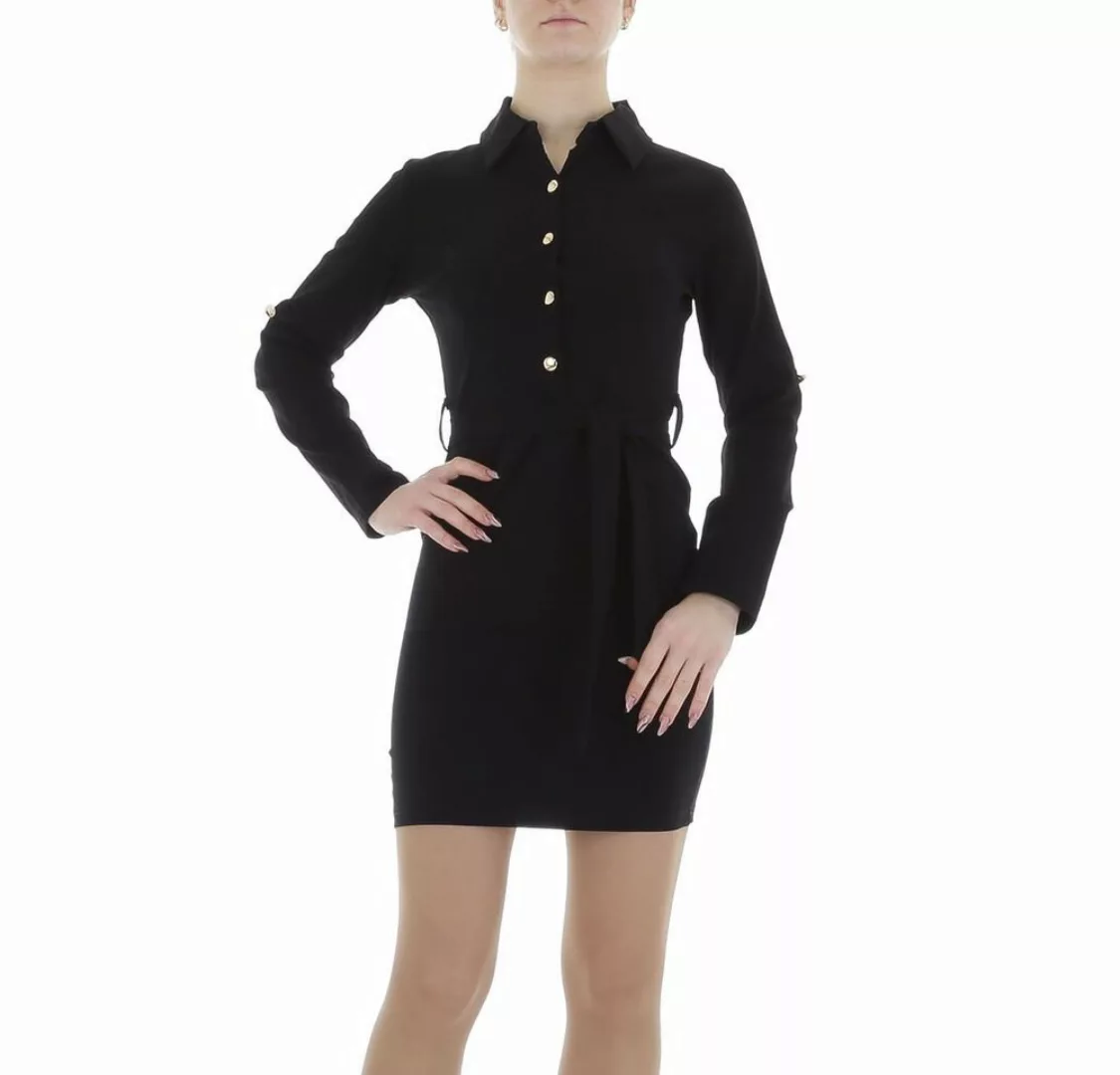 Ital-Design Minikleid Damen Freizeit Stretch Blusenkleid in Schwarz günstig online kaufen