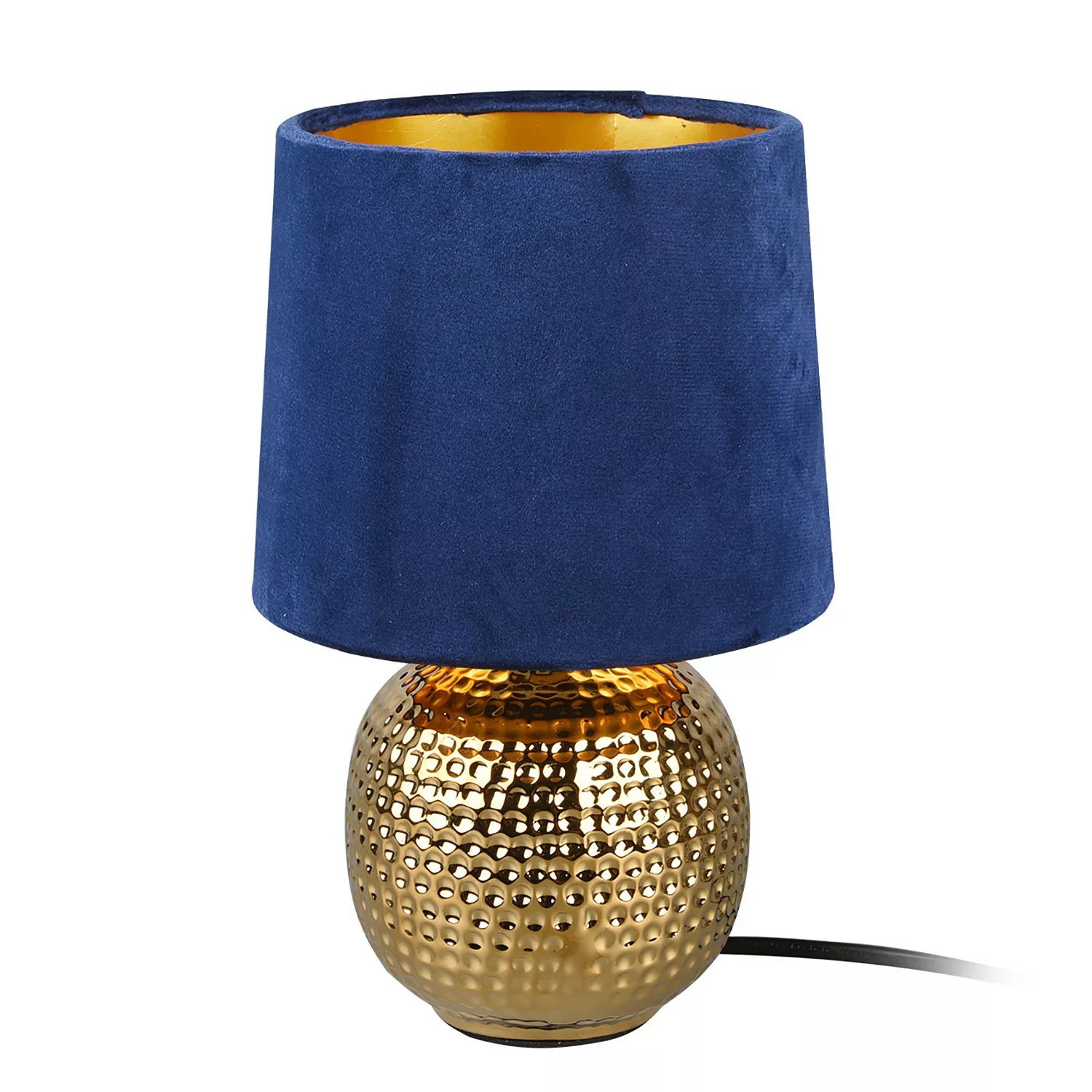 Reality Tischleuchte R50821012 blau gold Keramik Samt H/D: ca. 26x16 cm E14 günstig online kaufen