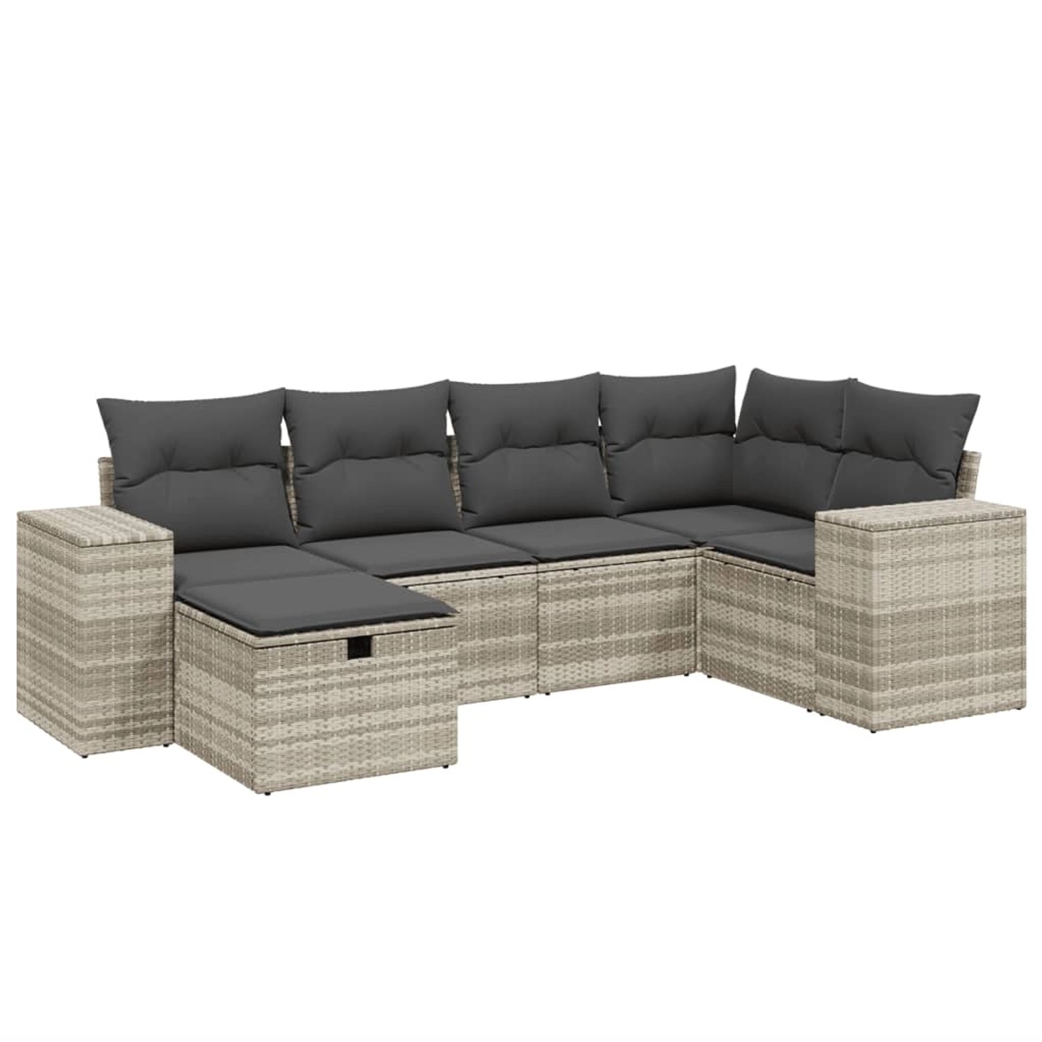 vidaXL 6-Tlg Garten-Sofagarnitur mit Kissen Hellgrau Poly Rattan 3264418 günstig online kaufen