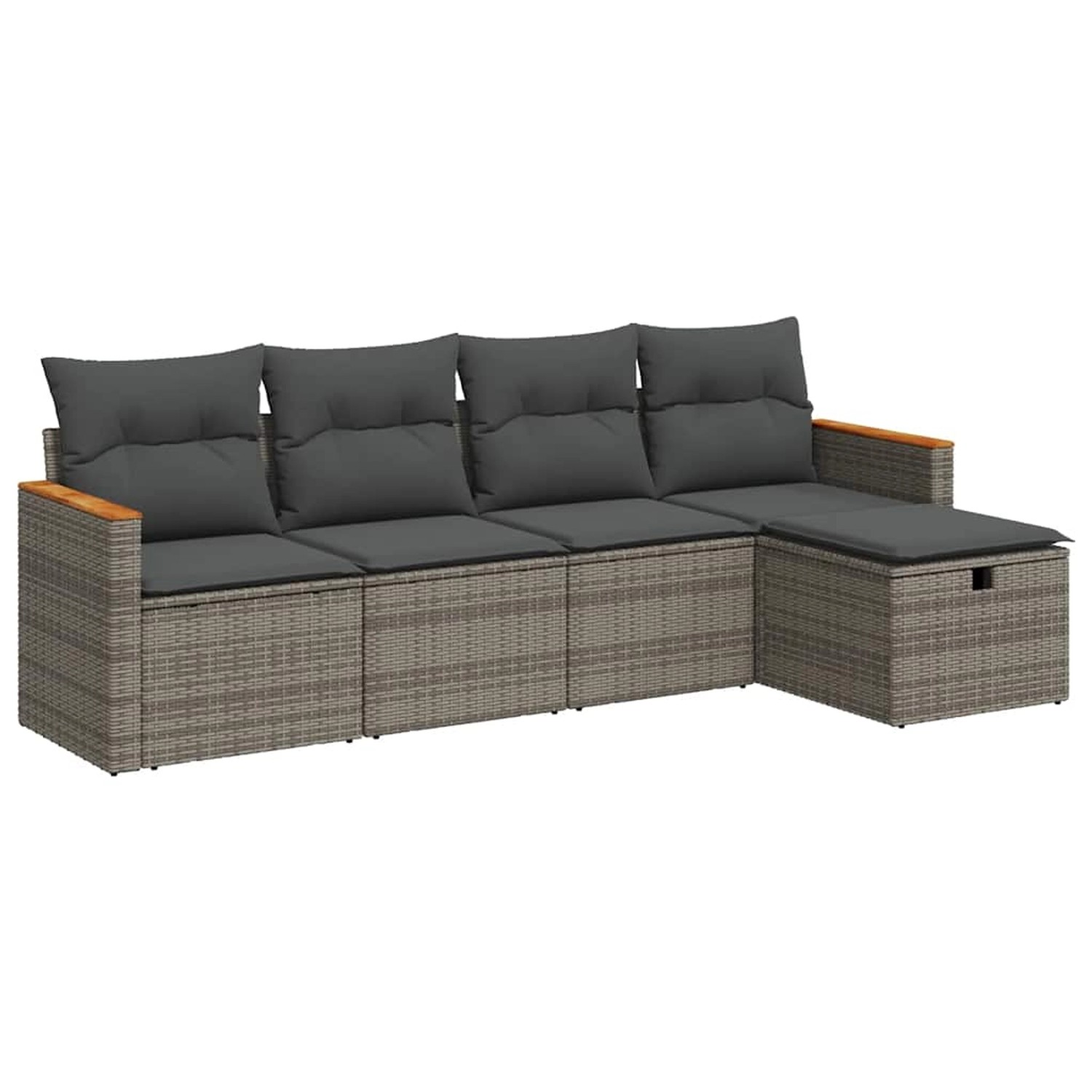 vidaXL 5-Tlg Garten-Sofagarnitur mit Kissen Grau Poly Rattan 3325903 günstig online kaufen