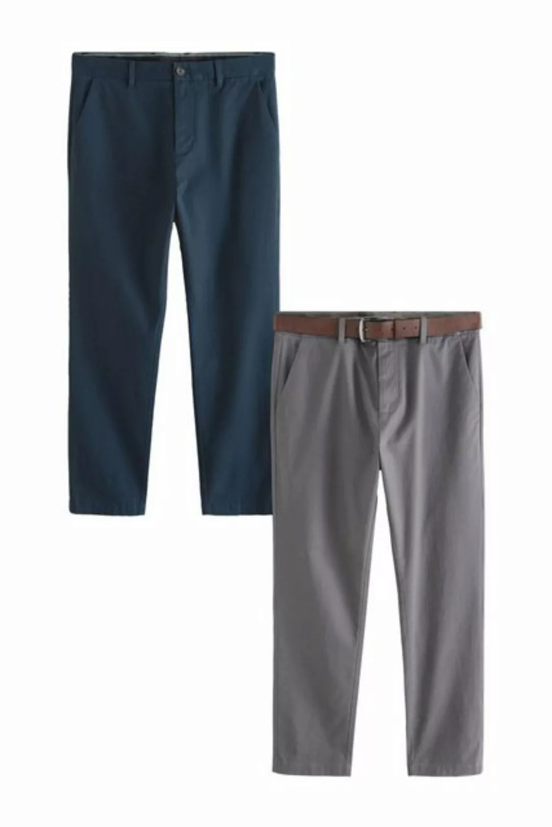 Next Chinohose Slim Fit Stretch-Chinohose mit Gürtel, 2er-Pack (4-tlg) günstig online kaufen