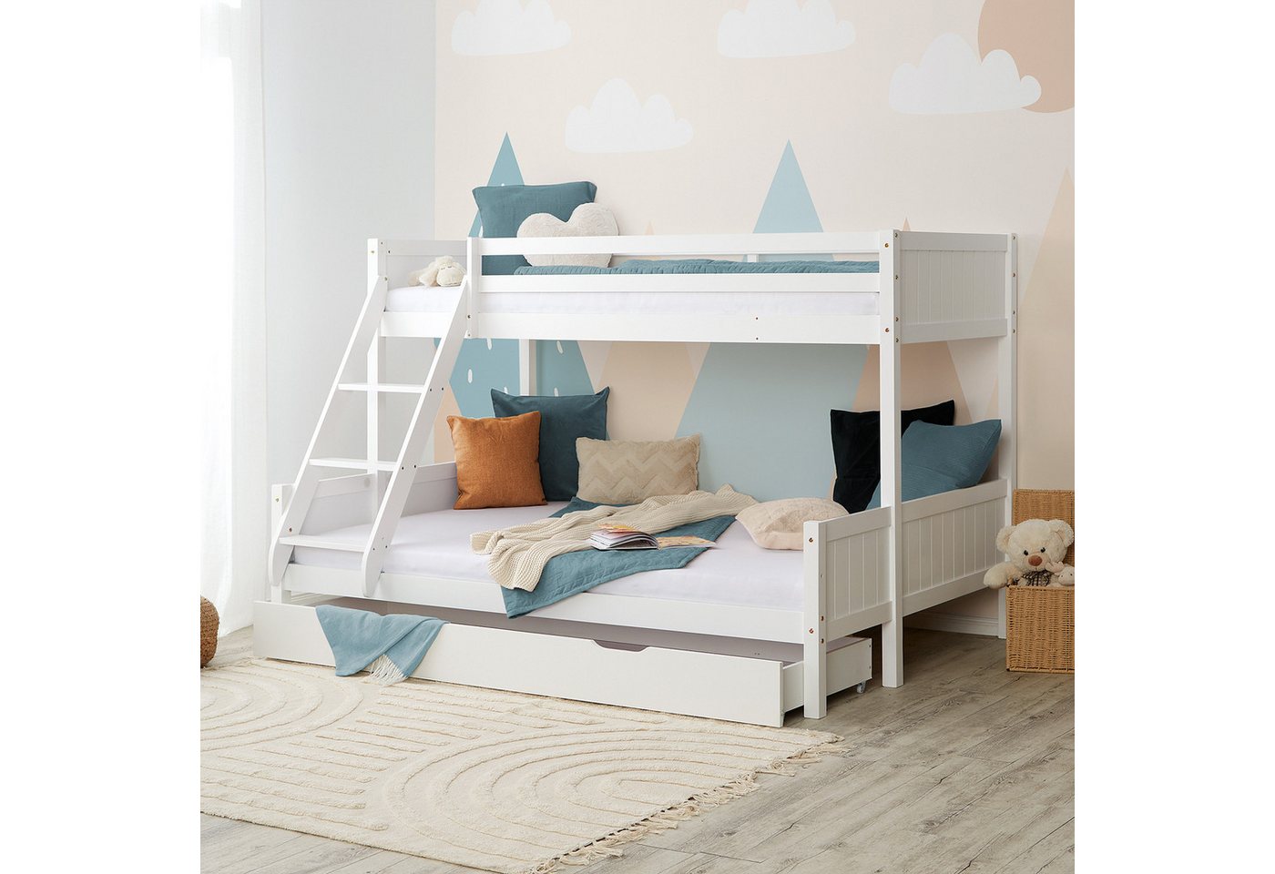 Homestyle4u Etagenbett 90x200 und 140x200 Kinderbett Holz 2 Kinder Massiv m günstig online kaufen